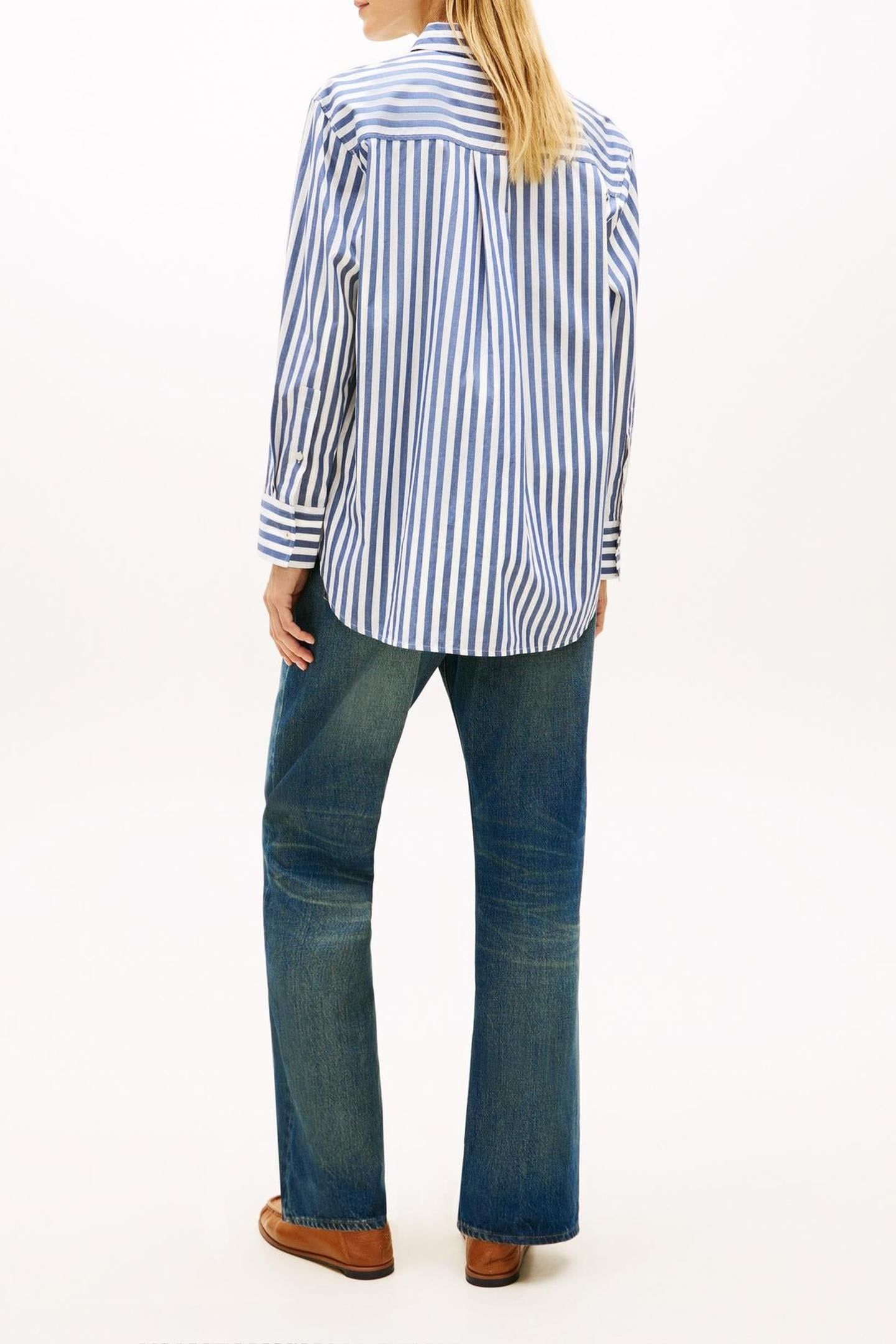 ESS POPLIN EASY FIT WIDE BANKER ECRU SEASHORE NAVY 3
