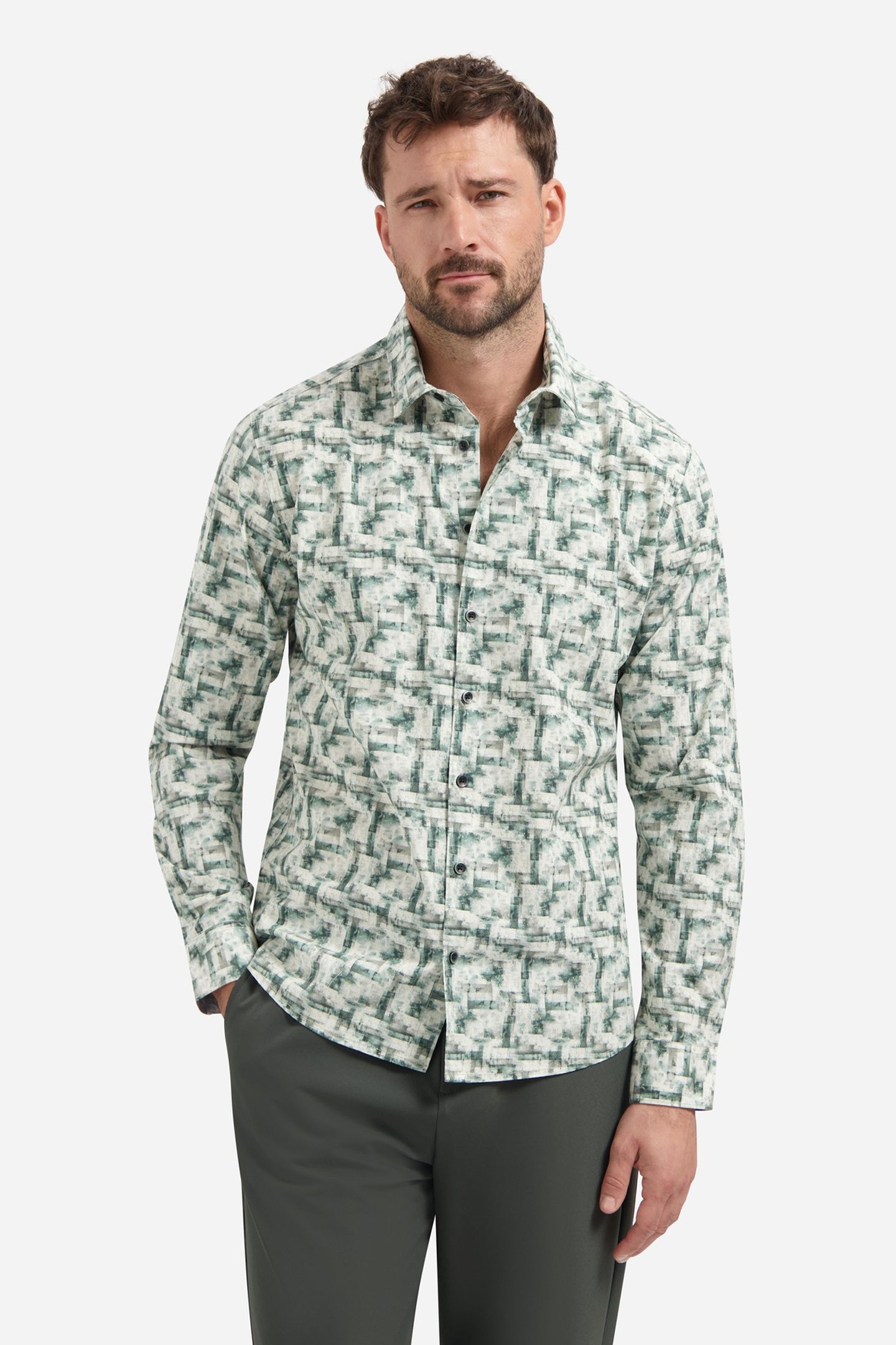SHIRT STRETCH ALLOVER PRINTED SEABLUE 1