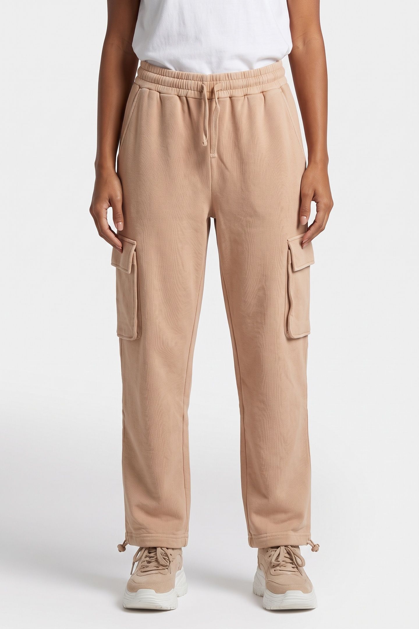 TUBE COTTON TERRY TROUSERS BEIGE 1