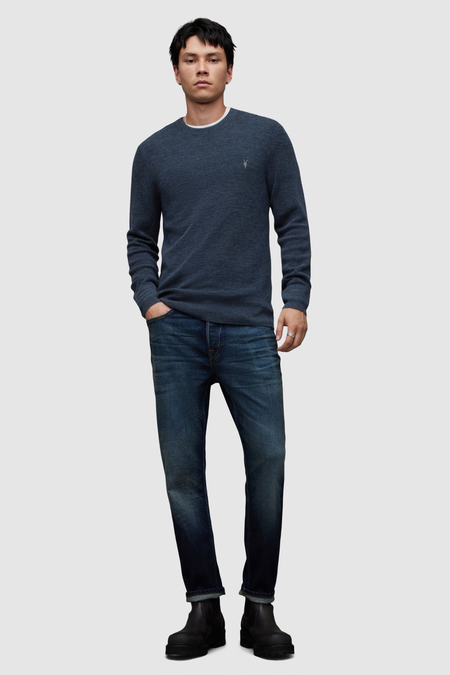 IVAR MERINO CREW SOLAR BLUE MARL 1