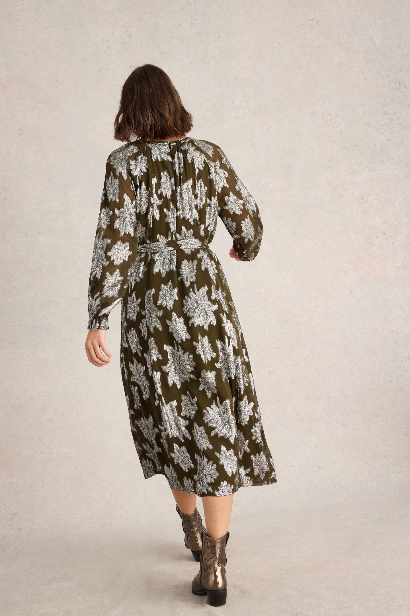 PHOEBE JACQUARD MAXI DRESS GREEN MULTI 3