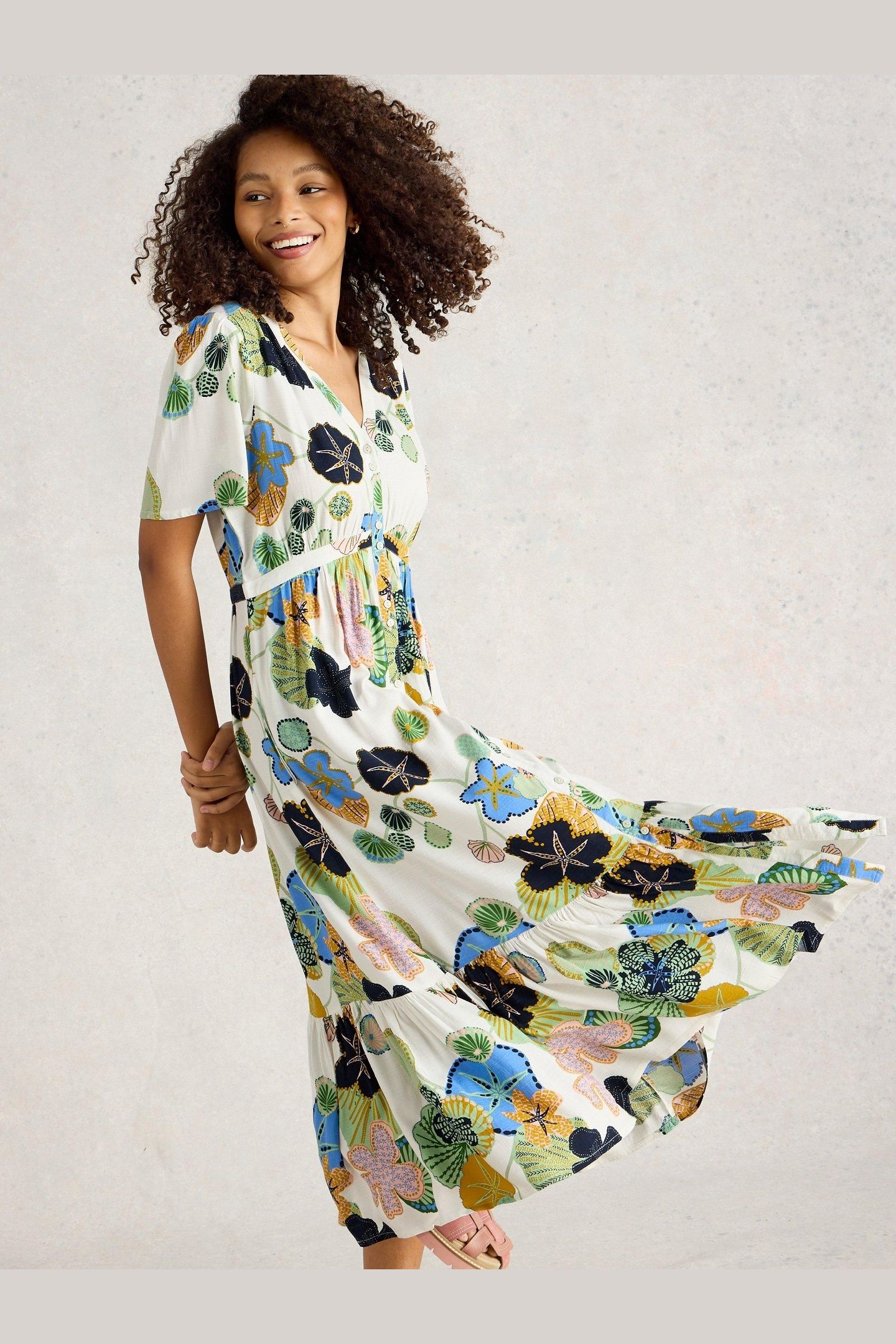 PHOEBE MIDI DRESS IVORY MULTI 2