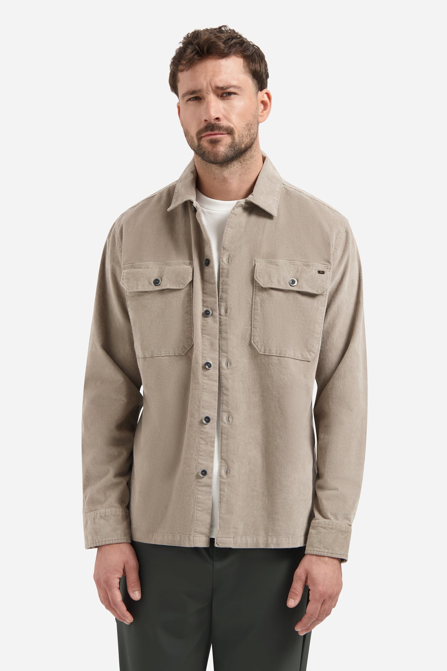 OVERSHIRT BUTTONS TWILL STRETCH CLAY 1