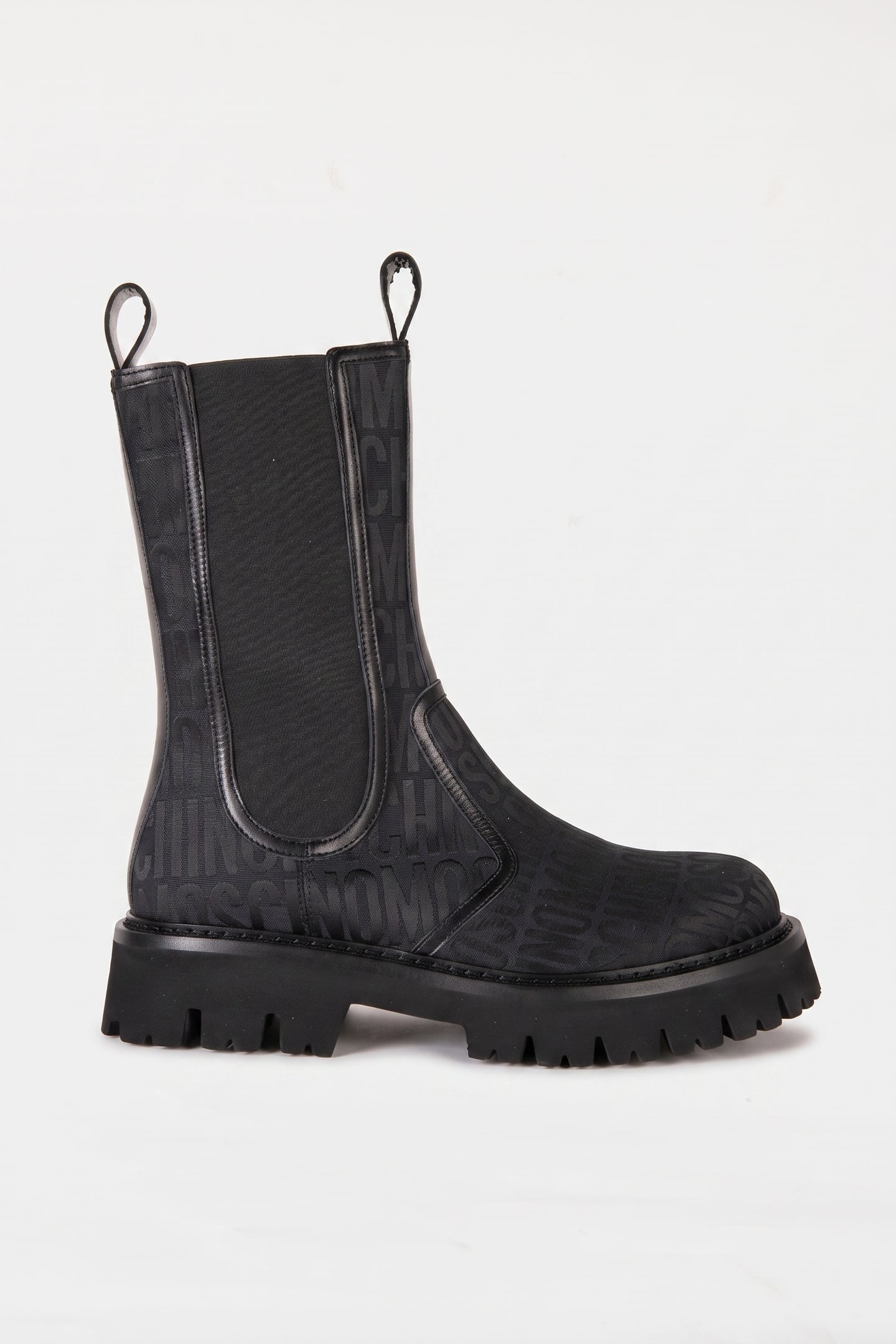 MOSCHINO LOGO-PRINT CHELSEA BOOTS BLACK 1