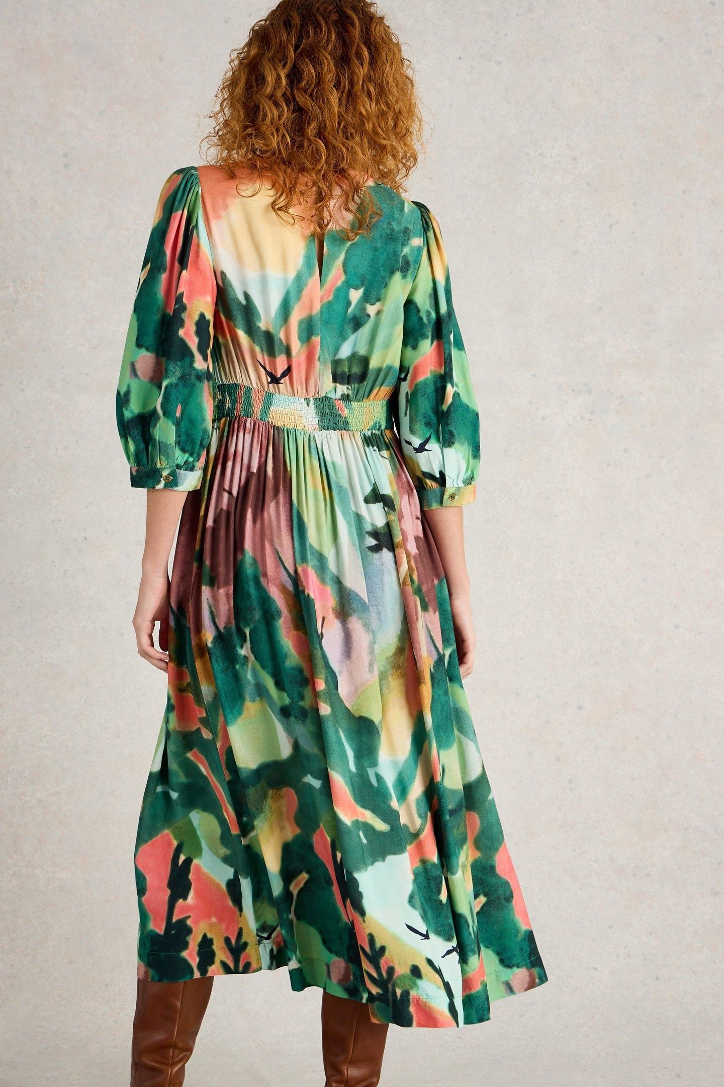 LUCY MIDI DRESS GREEN MULTI 3