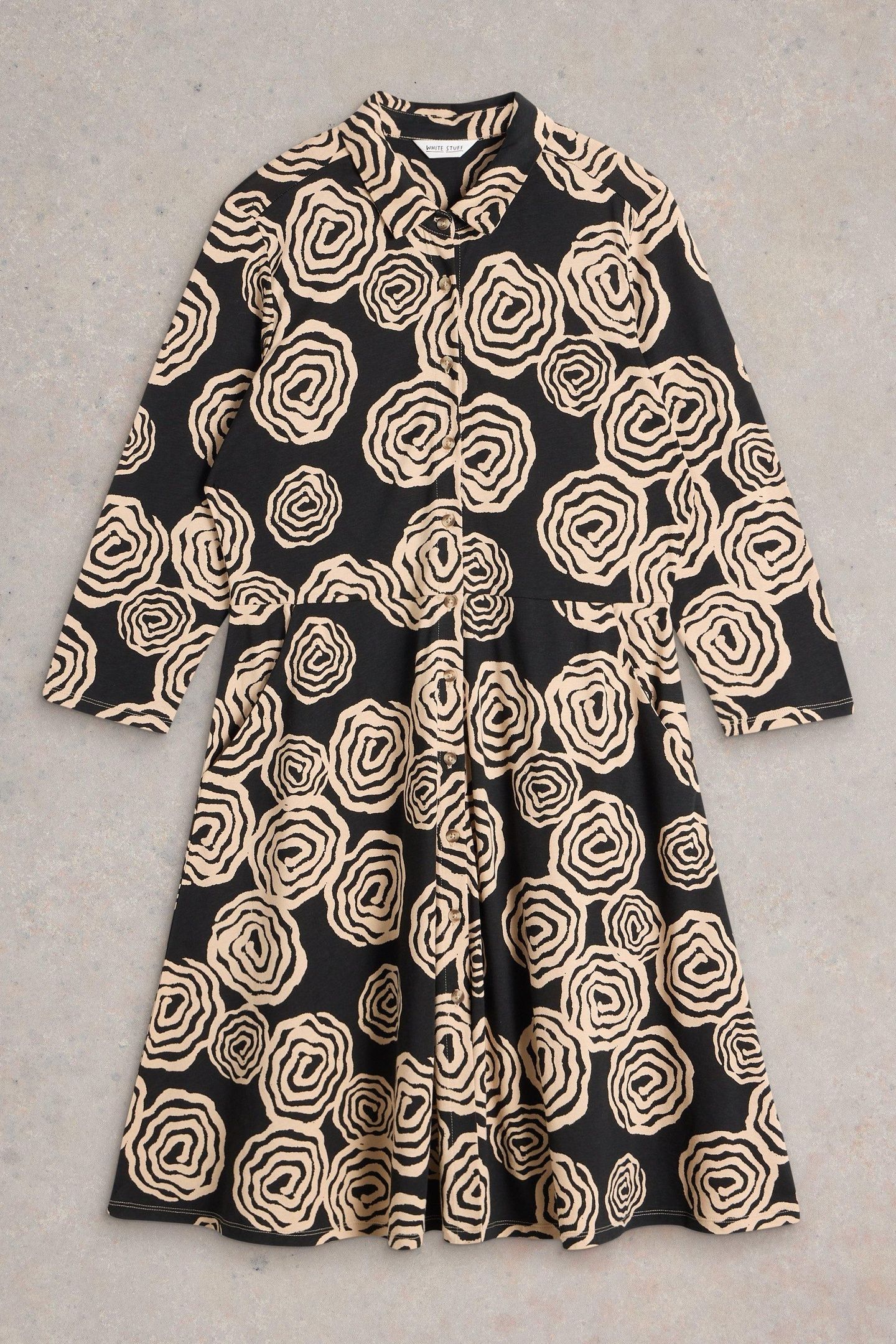 RIA JERSEY SHIRT DRESS BLACK PRINT 4