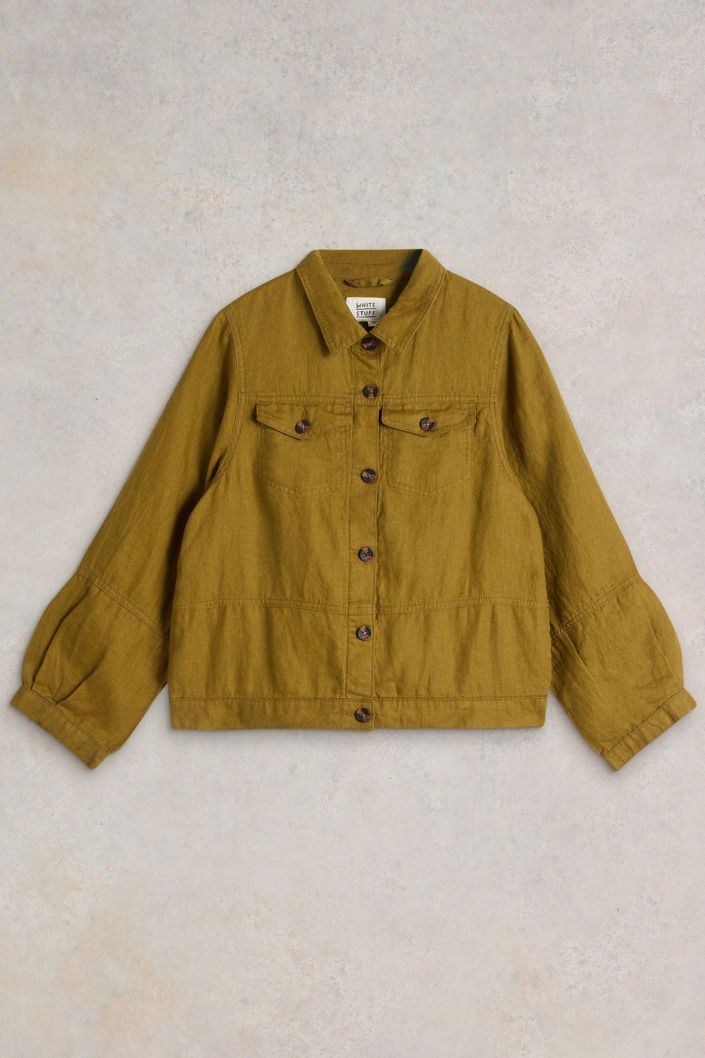 CAMILLE LINEN JACKET KHAKI GREEN 4