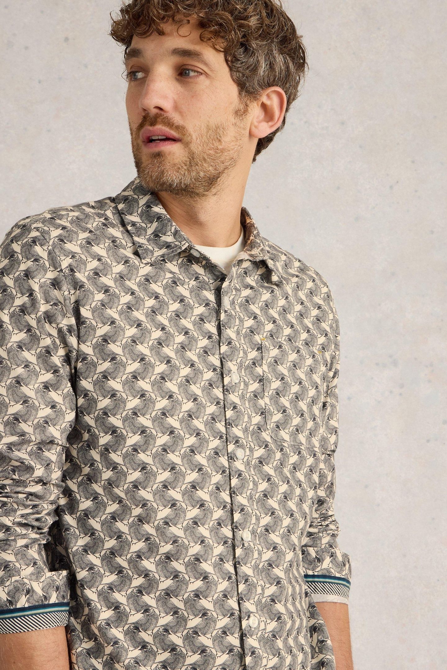 BIRD PRINTED SHIRT WHITE PRINT 6