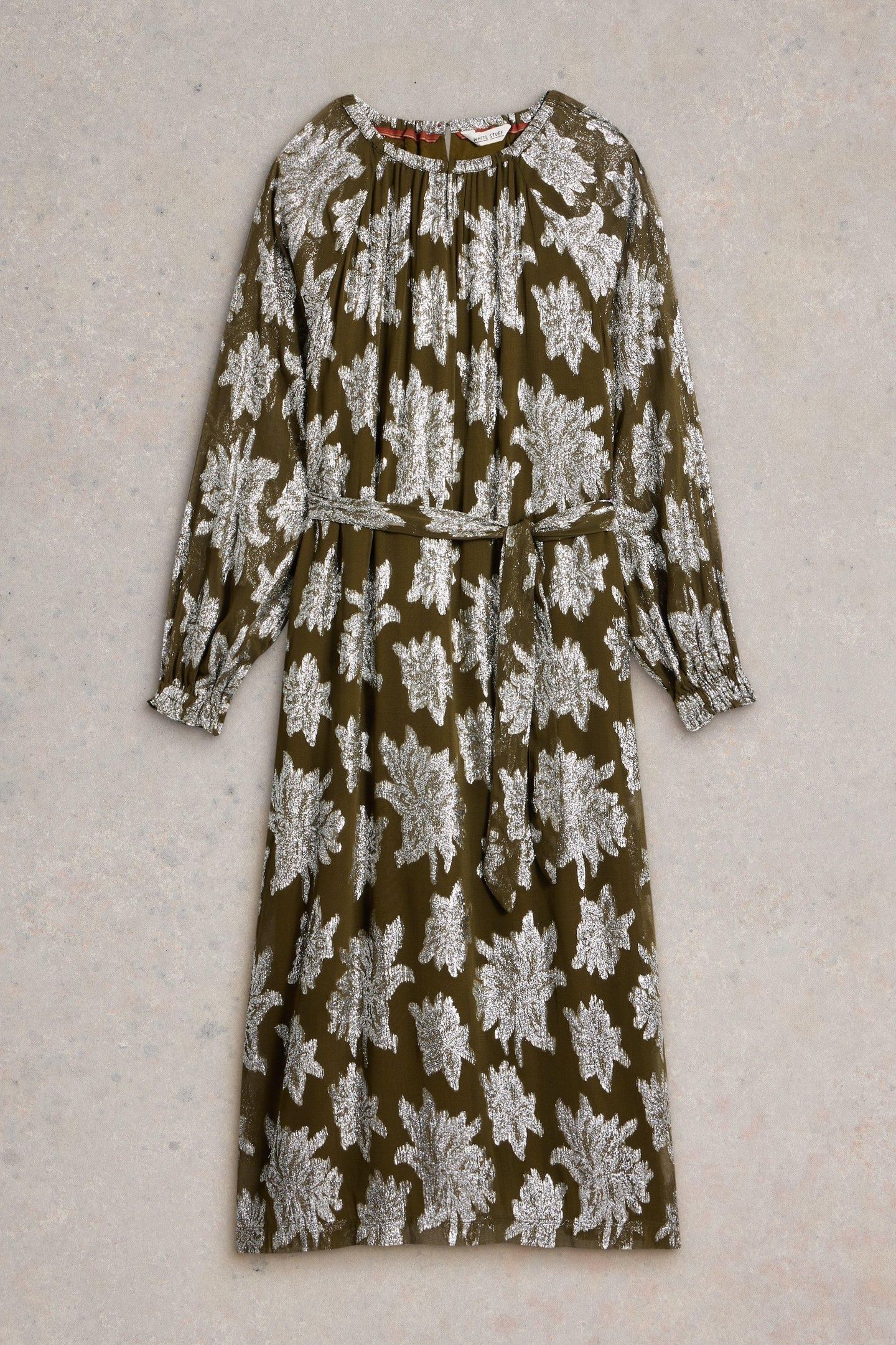 PHOEBE JACQUARD MAXI DRESS GREEN MULTI 4