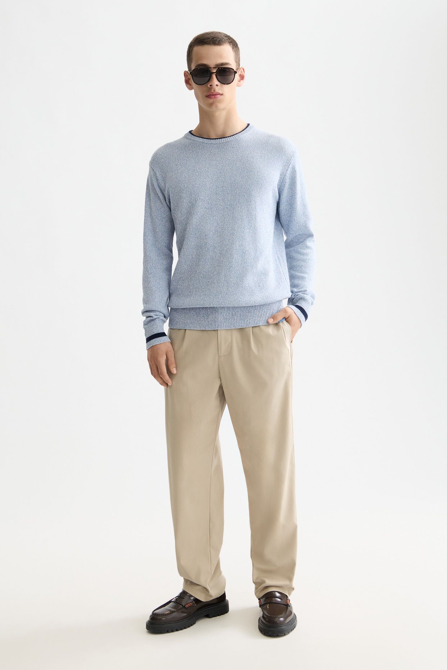 MELANGE REGULAR FIT CREW NECK FADED DENIM MELANGE 2