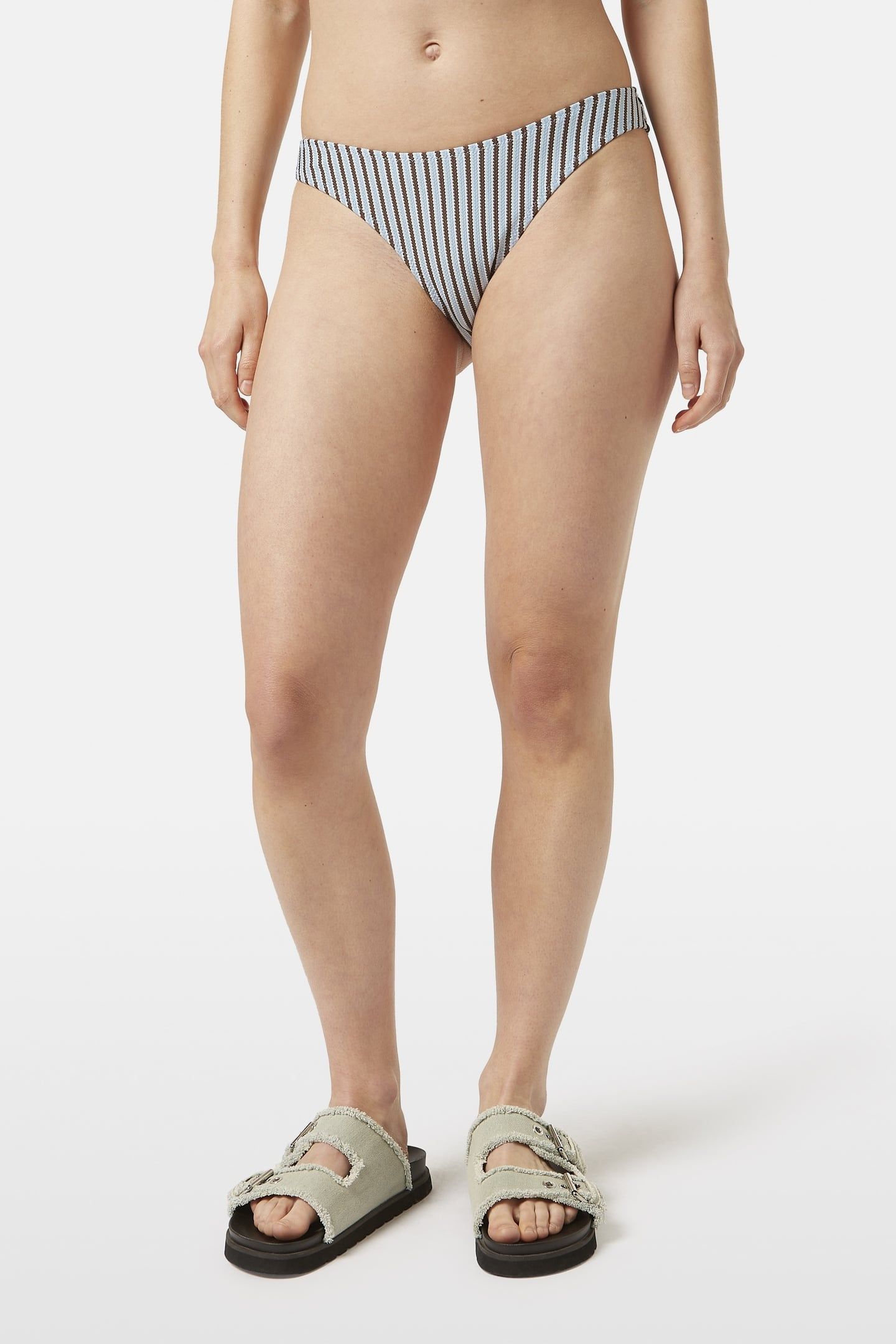 TEXTURED STRIPE BIKINI BOTTOM COLD BREW 1