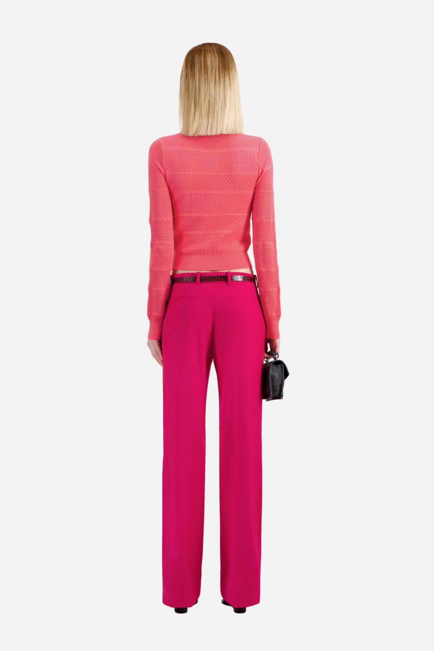 LONG-SLEEVED SWEATER WITH PATCHWORK POINTS RETRO PINK 4