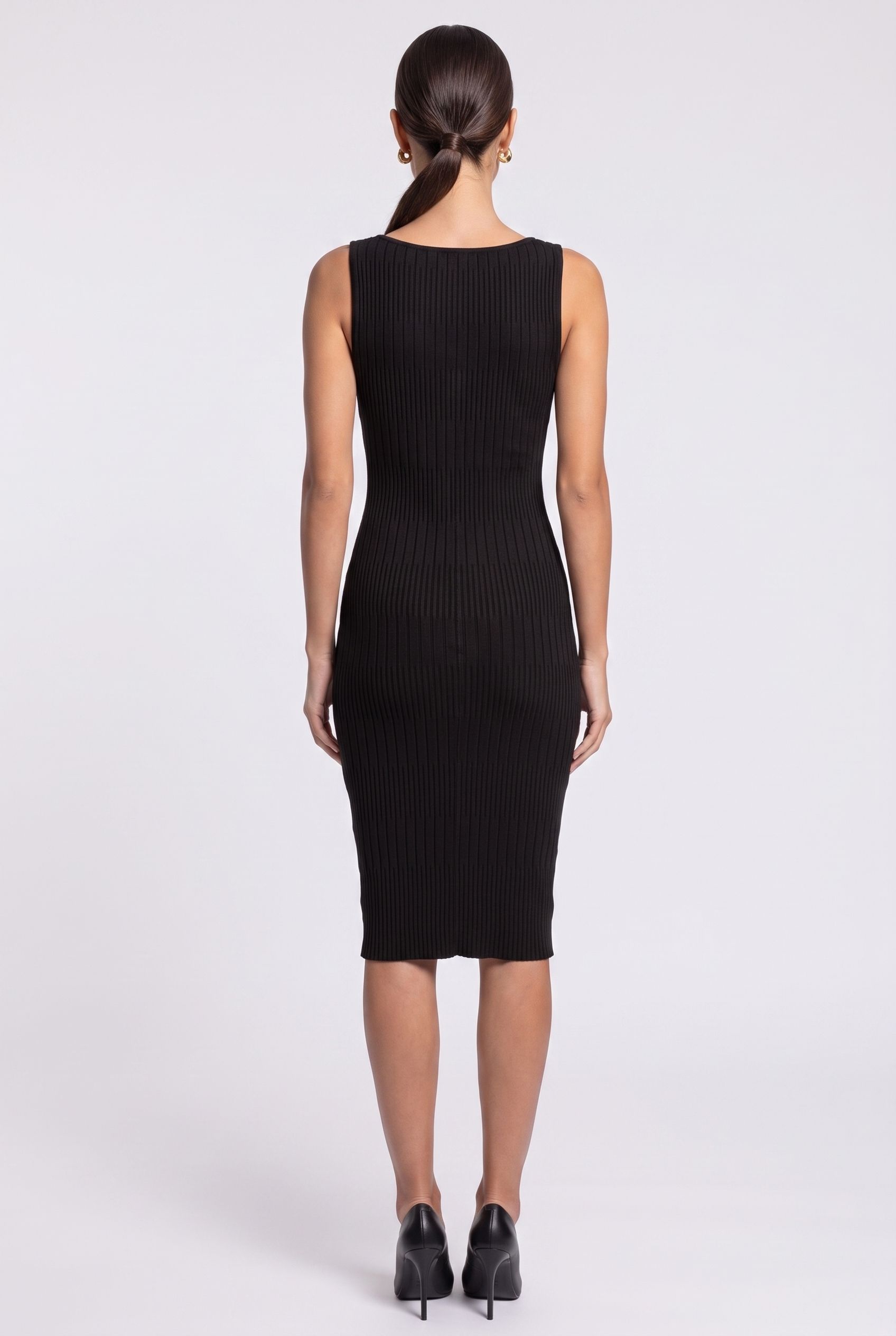 JANET RIBBED SL DRESS JET BLACK A996 2