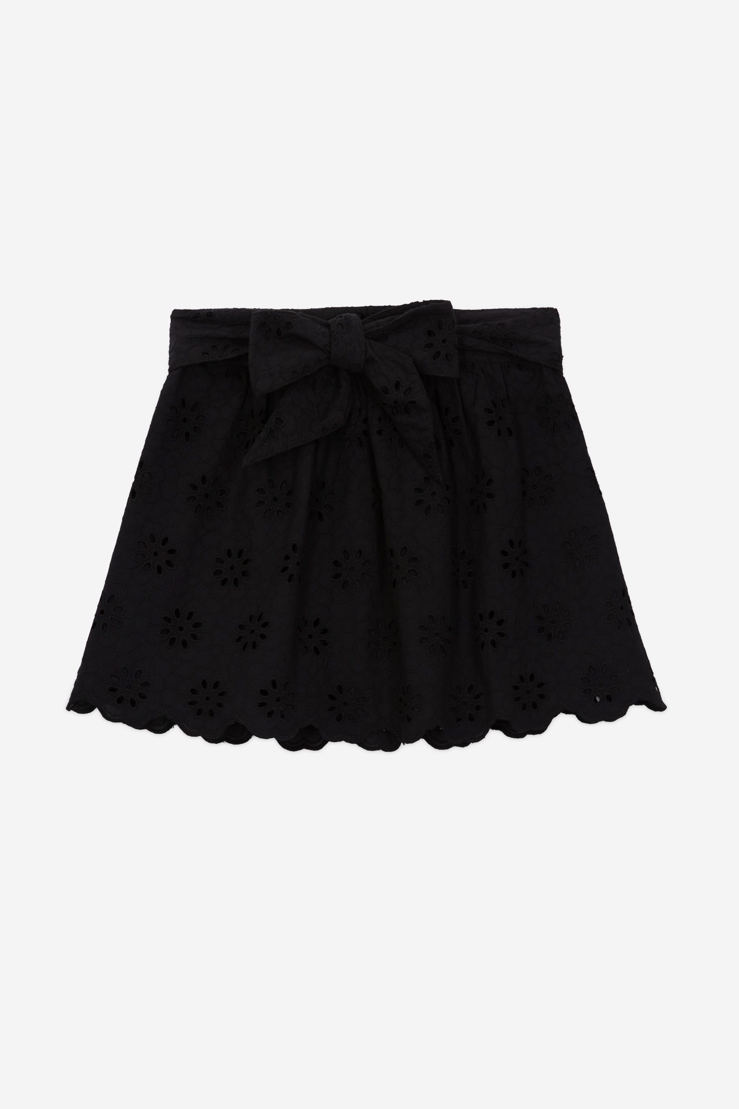 SHORT ELASTICATED SKIRT WITH ENGLISH EMBROIDERY BLACK 4