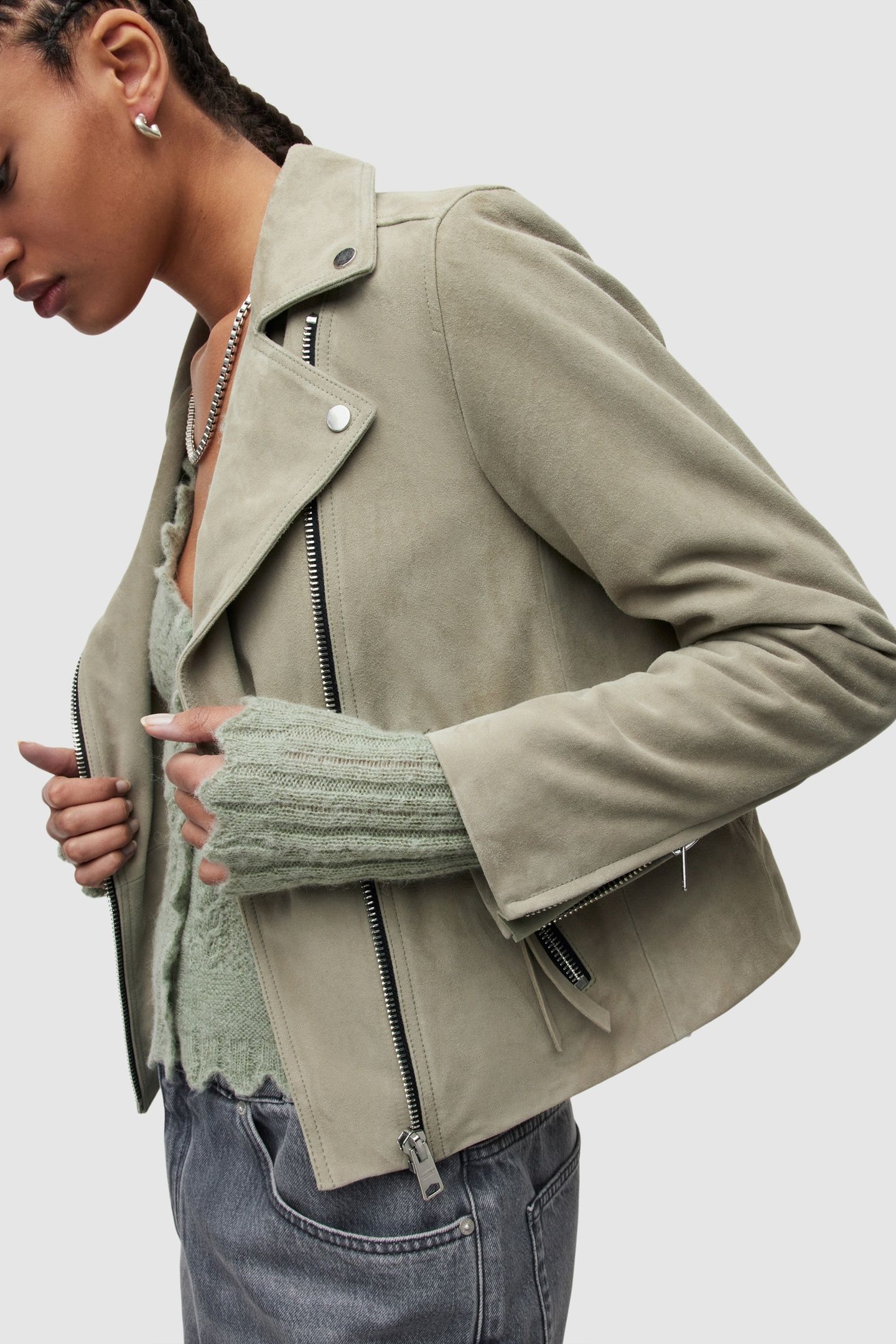 SUEDE DALBY BIKER PISTACHIO GREEN 7