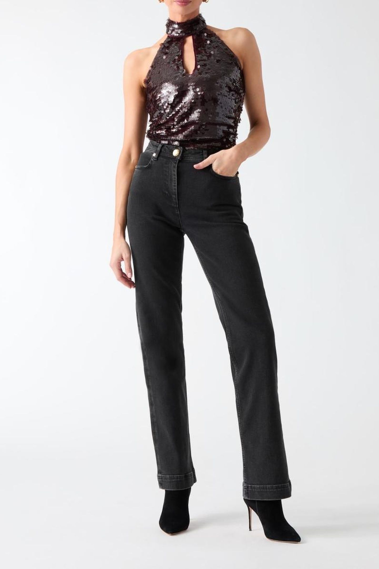MISTY HALTER NECK SL SEQUINS REGAL PLUM M 2