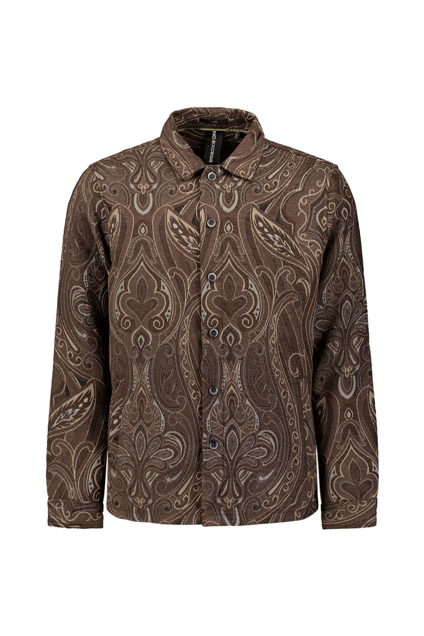 OVERSHIRT BUTTONS FANCY JACQUARD BROWN 4