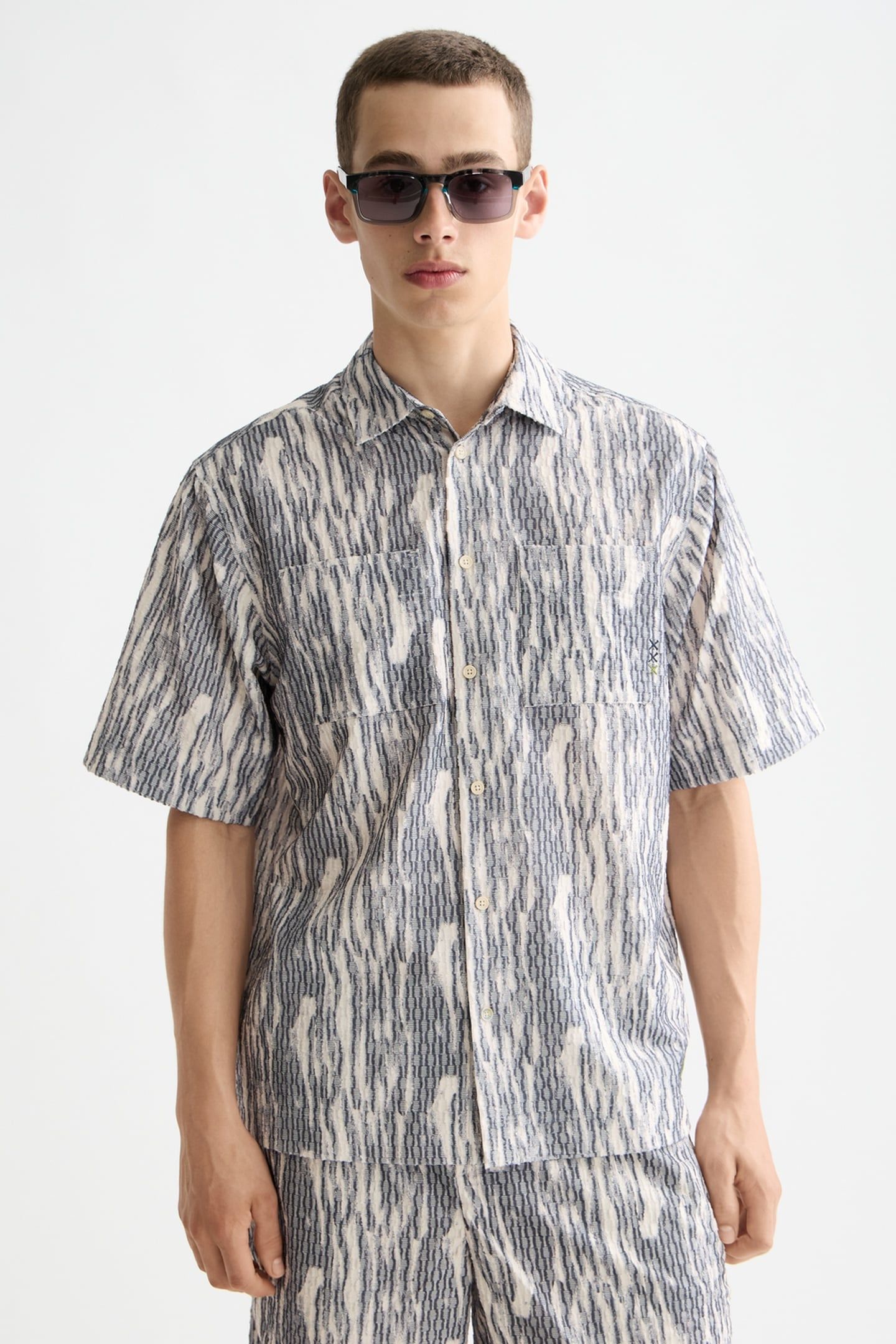 JACQUARD SHORT-SLEEVED SHIRT SKY CAPTAIN JACQUARD 1