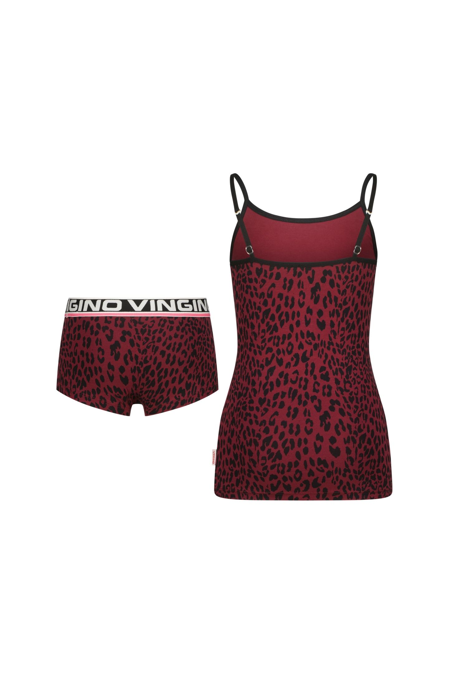 GIRLS ANIMAL SINGLET SET HIPSTER BURGUNDY RED 5