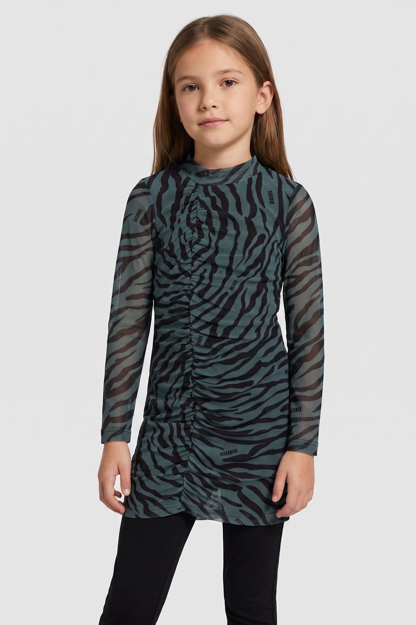ZEBRA MESH DRESS GREY GREEN 1