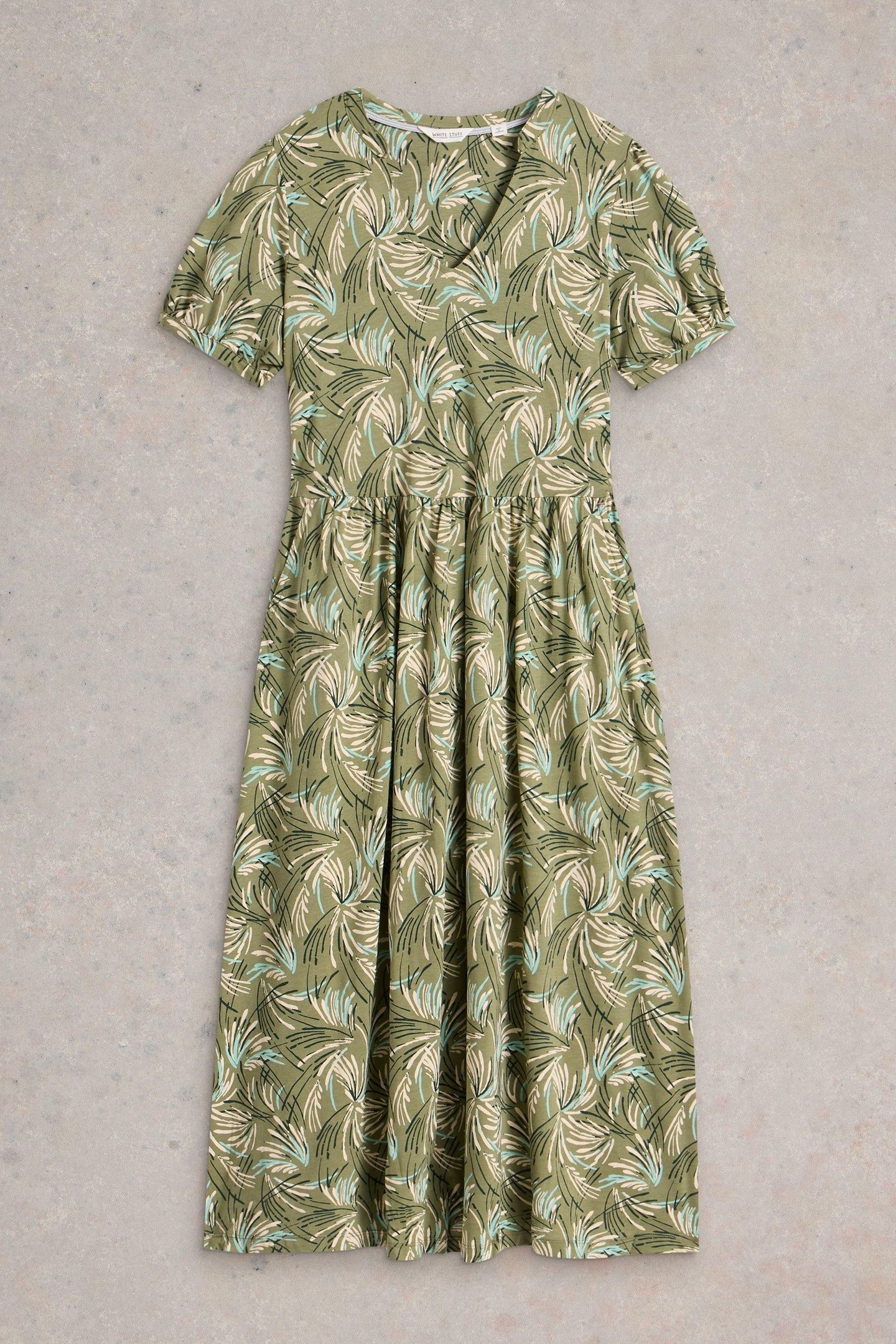 LEAH JERSEY DRESS GREEN PRINT 4