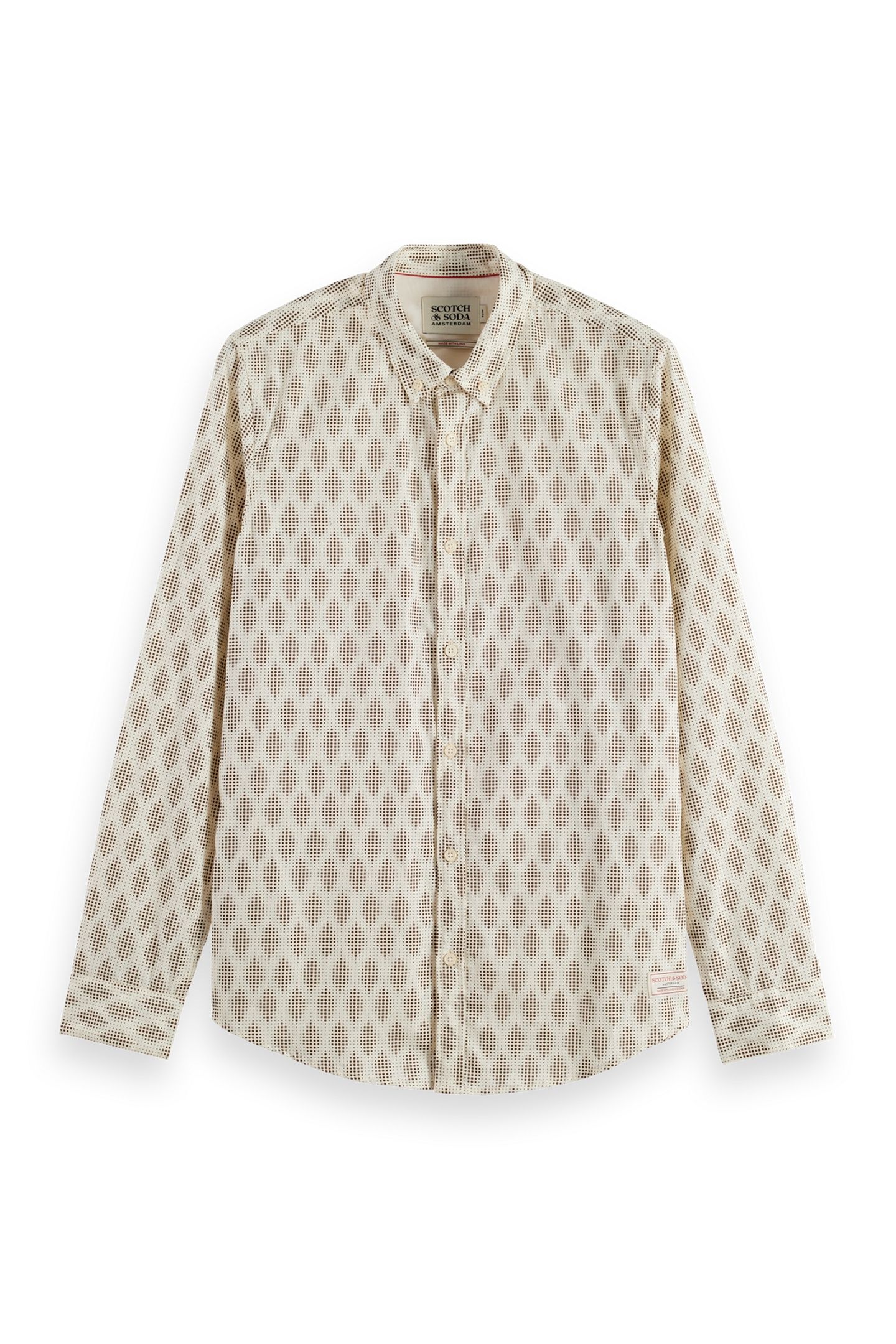 MICRO AOP SLIM-FIT SHIRT PIXEL DIAMOND EGGNOG AOP 3