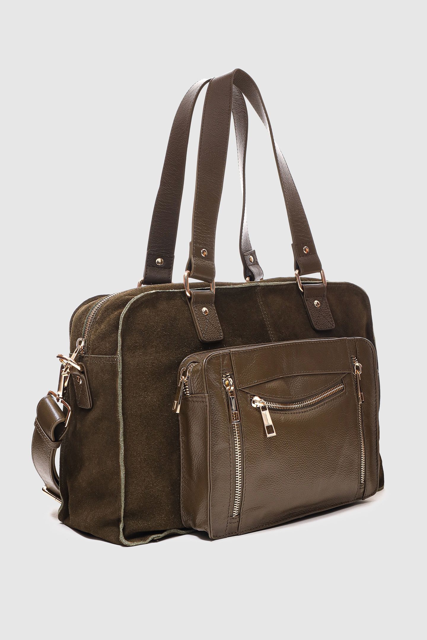 MILLE SUEDE MIX DARK OLIVE W. GOLD 2