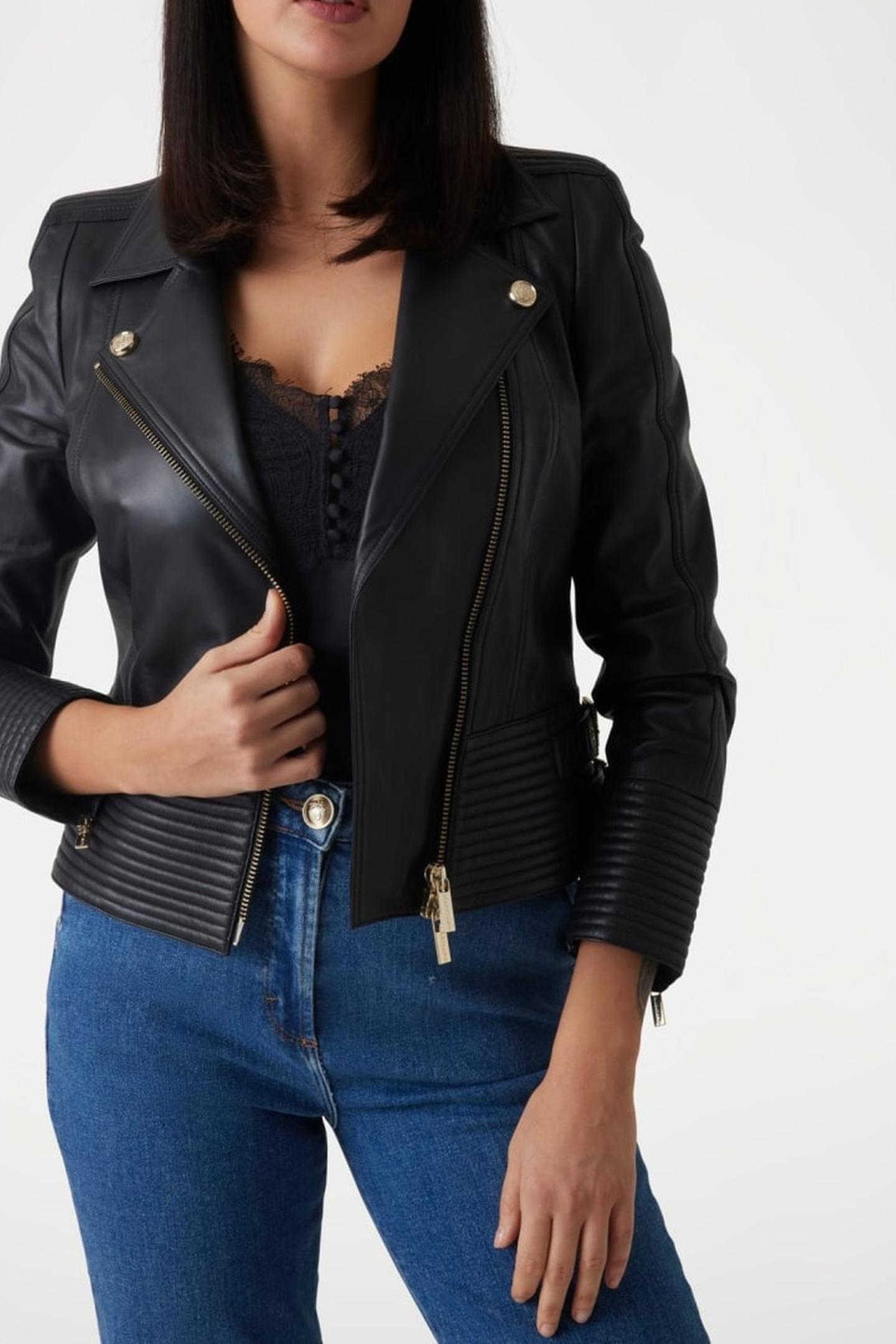 PEGGY LEATHER JACKET JET BLACK A996 2