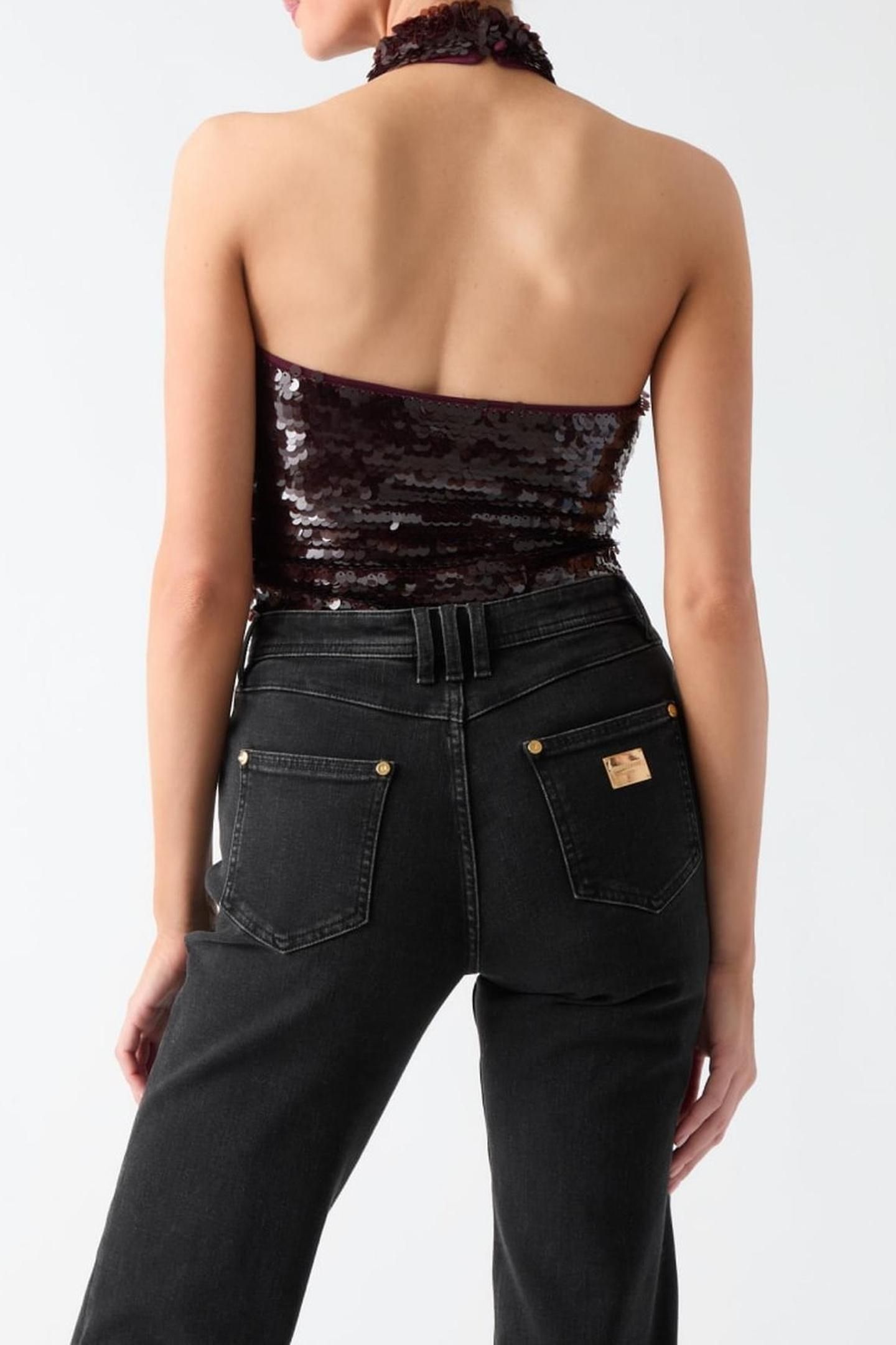 MISTY HALTER NECK SL SEQUINS REGAL PLUM M 4