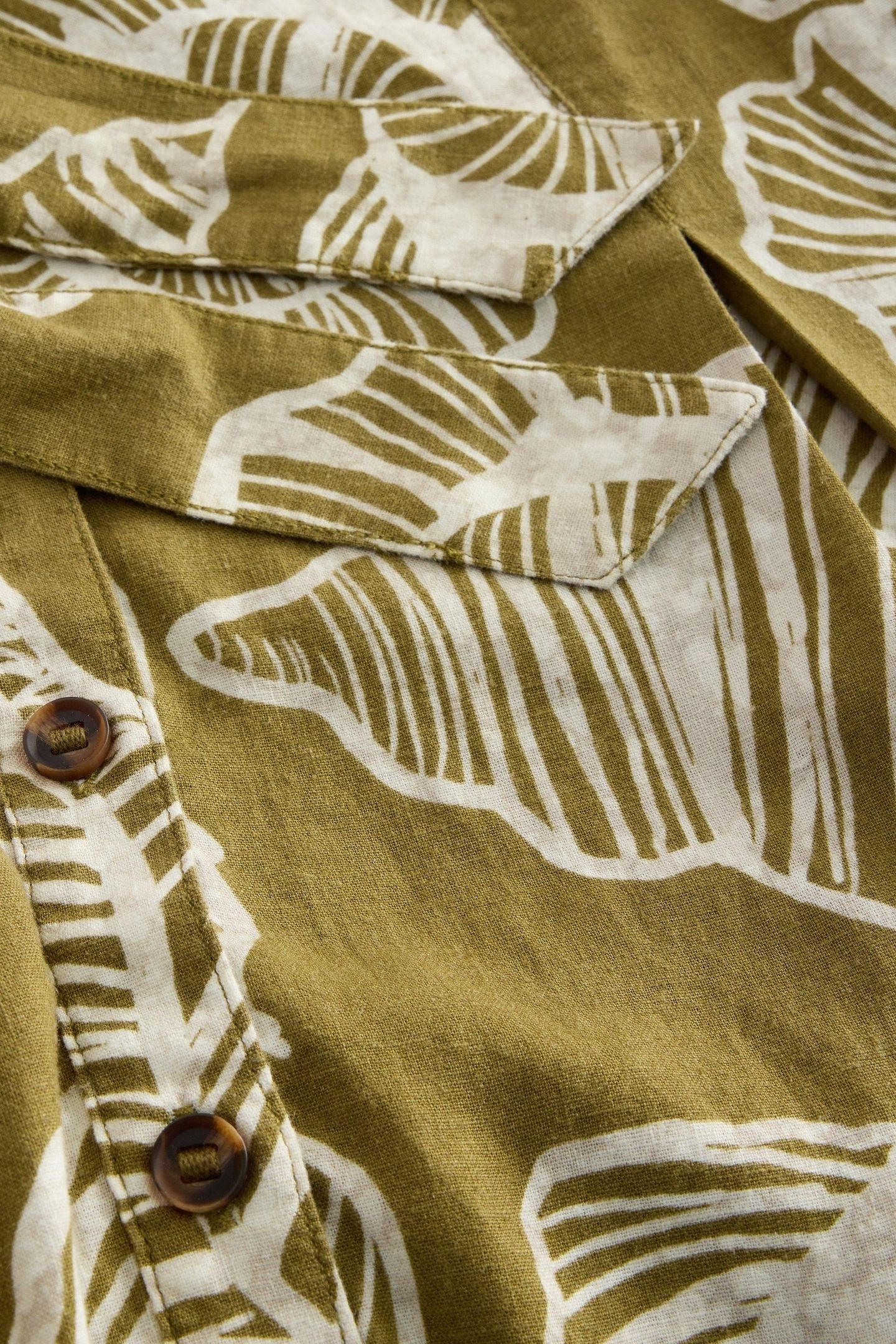TIFF LINEN BLEND SHIRT DRESS GREEN PRINT 7