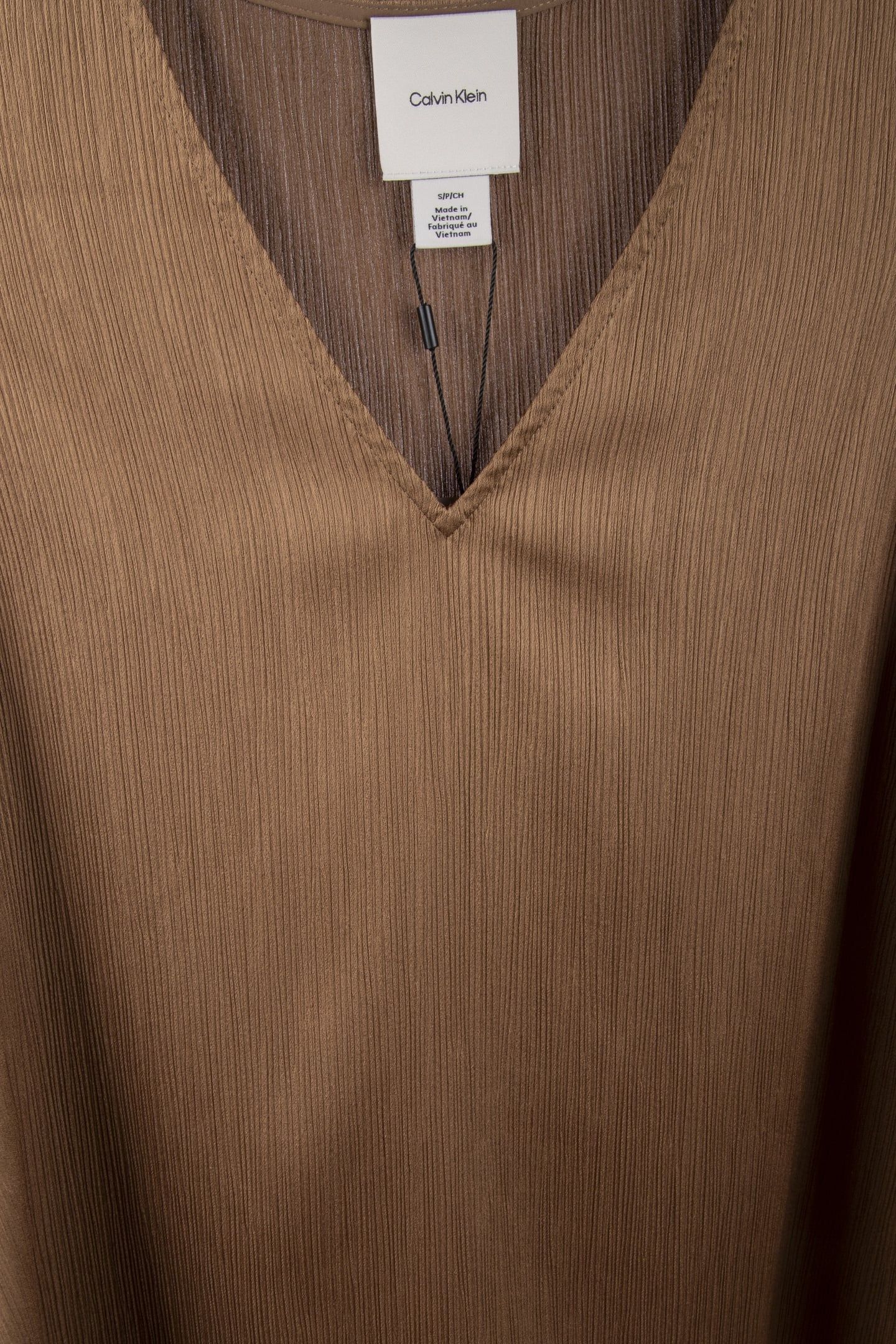 PLISSE V NECK SHIRT EXECUTIVE BROWN 4