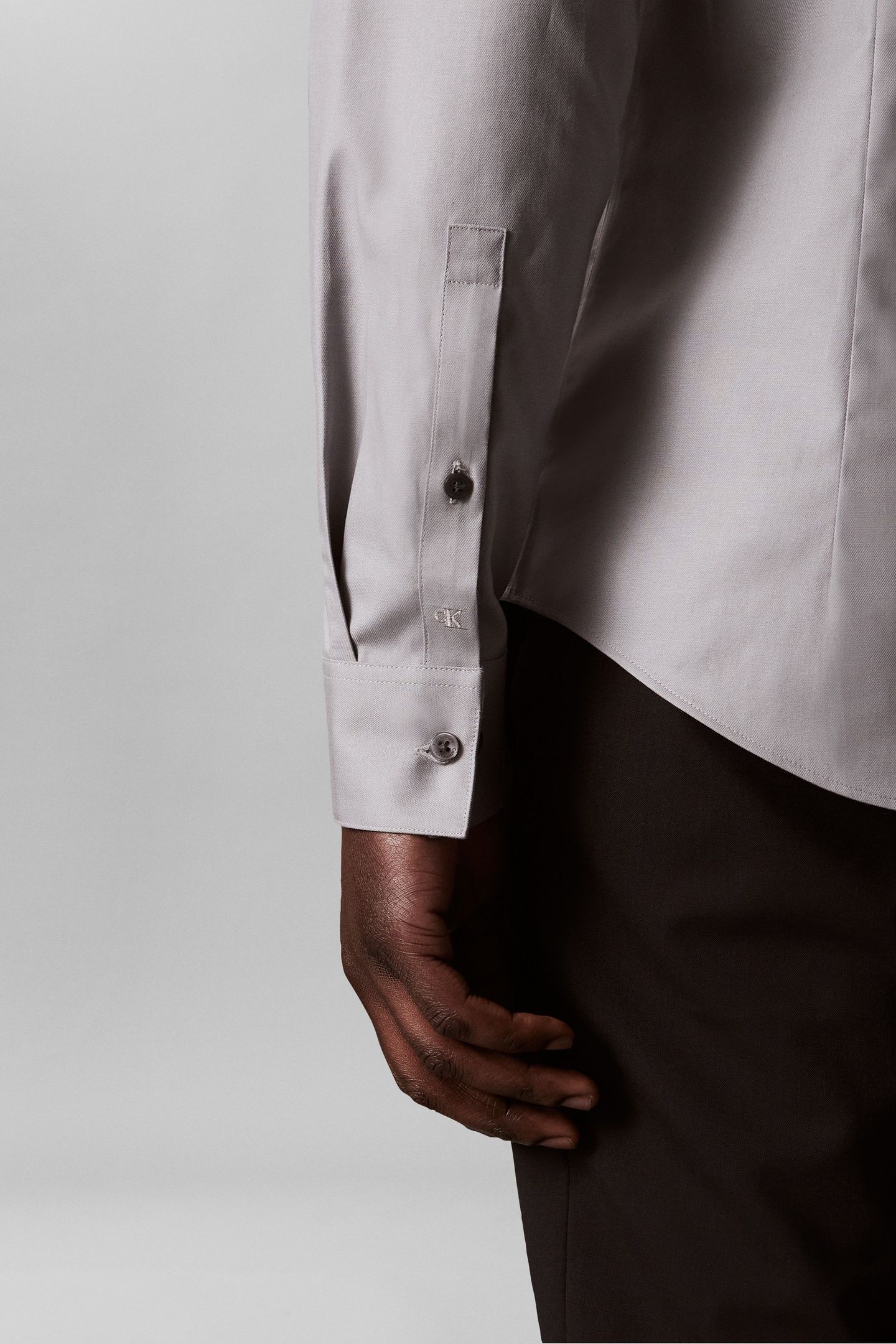 SLIM ESSENTIAL TWILL STRAIGHT SHIRT PURE GRAY 6