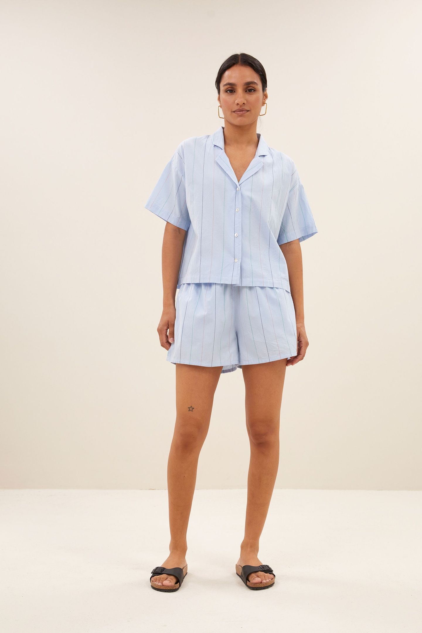 JAKE STRIPE CHAMBRAY BLOUSE LIGHT BLUE STRIPE 4