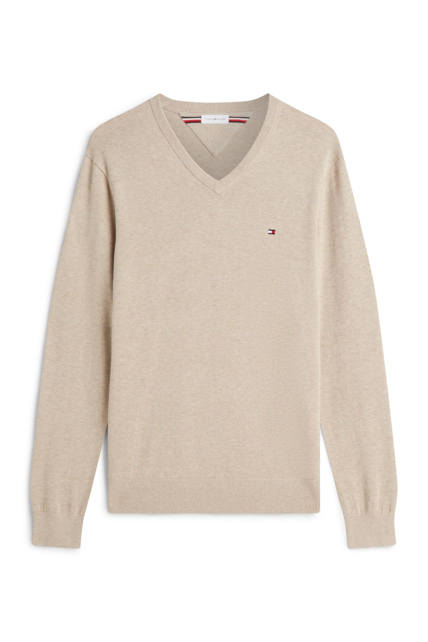 ESSENTIAL COTTON V NECK BATIQUE KHAKI HEATHER 4