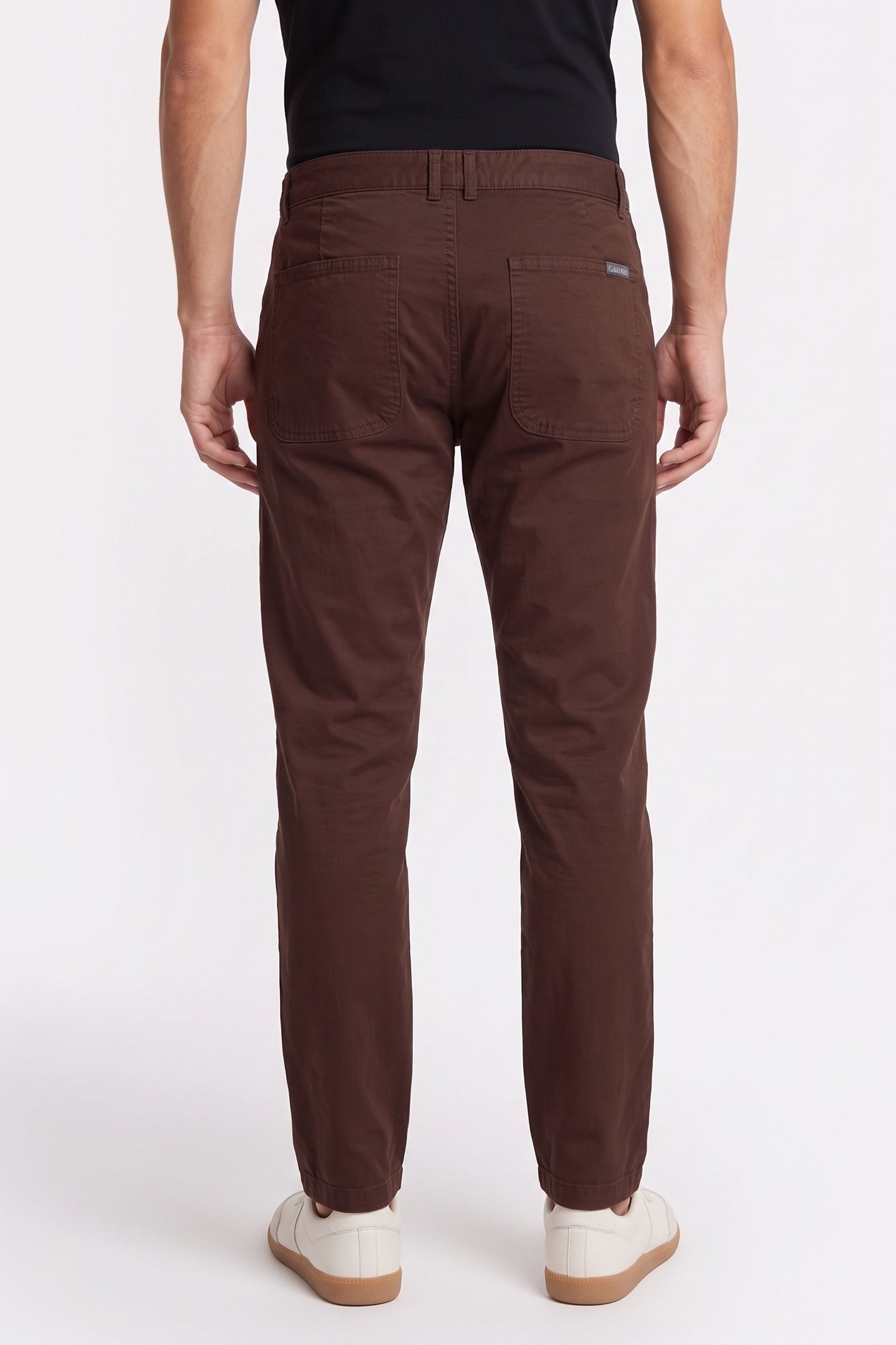 STRAIGHT COTTON TWILL PANT RICH BROWN 2