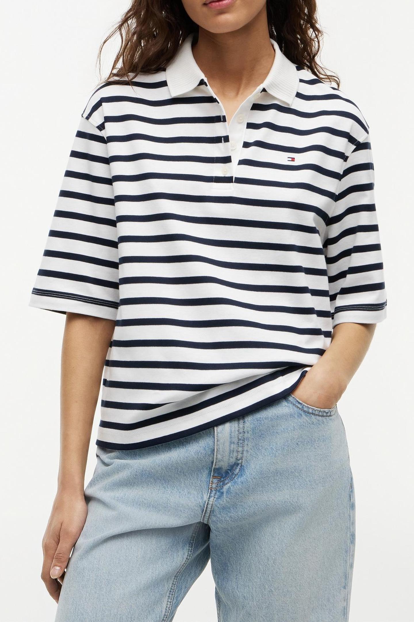 INTERLOCK RELAXED SS POLO BRETON STRIPE ECRU/DARK NIGHT NAVY 1