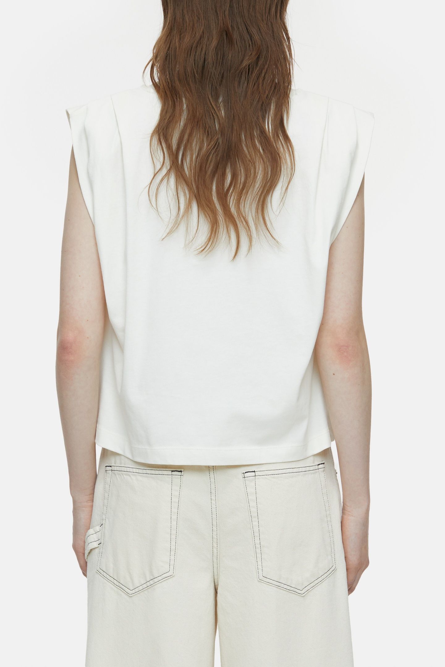 PLEATED SLEEVELESS T-SHIRTS IVORY 2