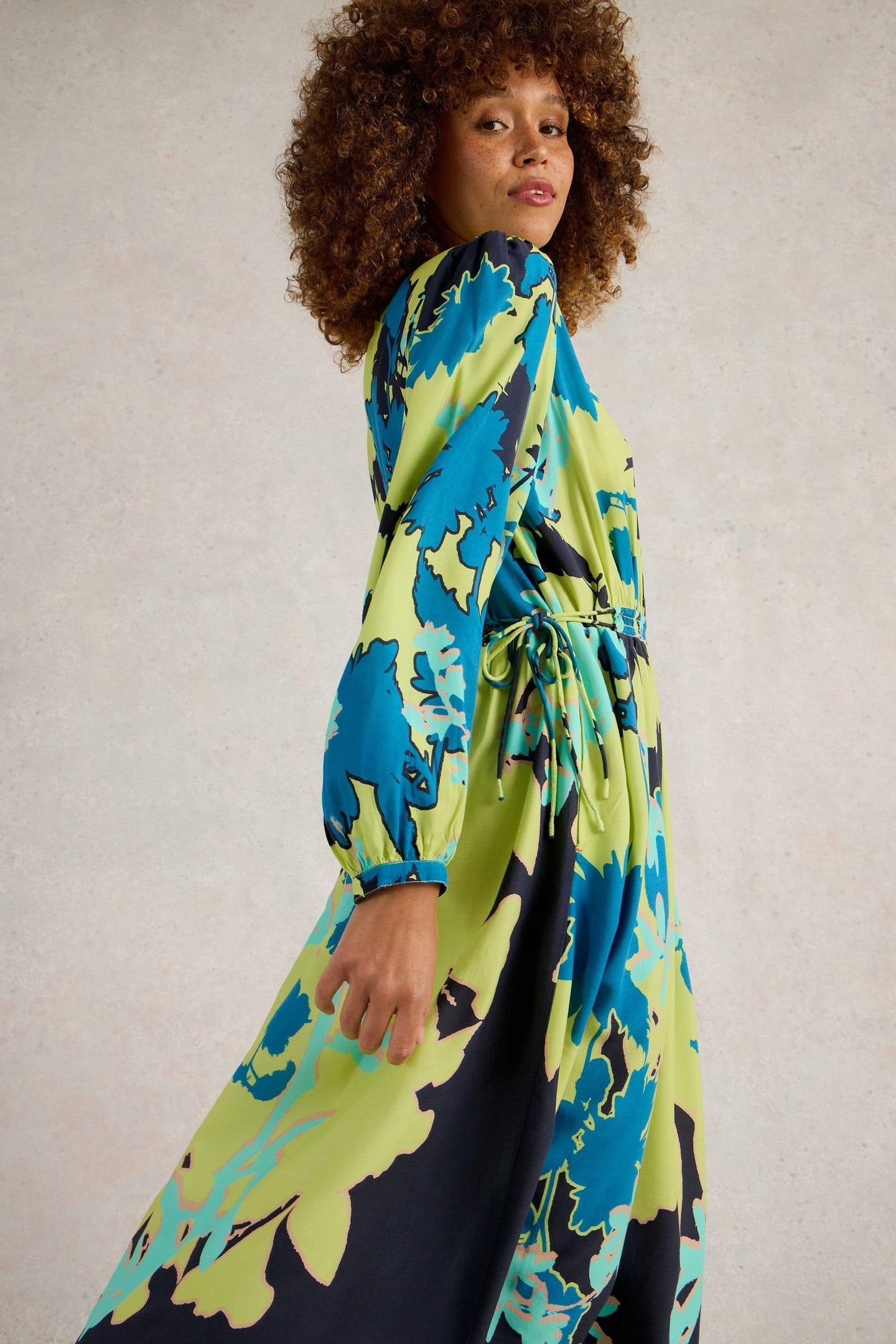 FREYA MIDI DRESS GREEN PRINT 3