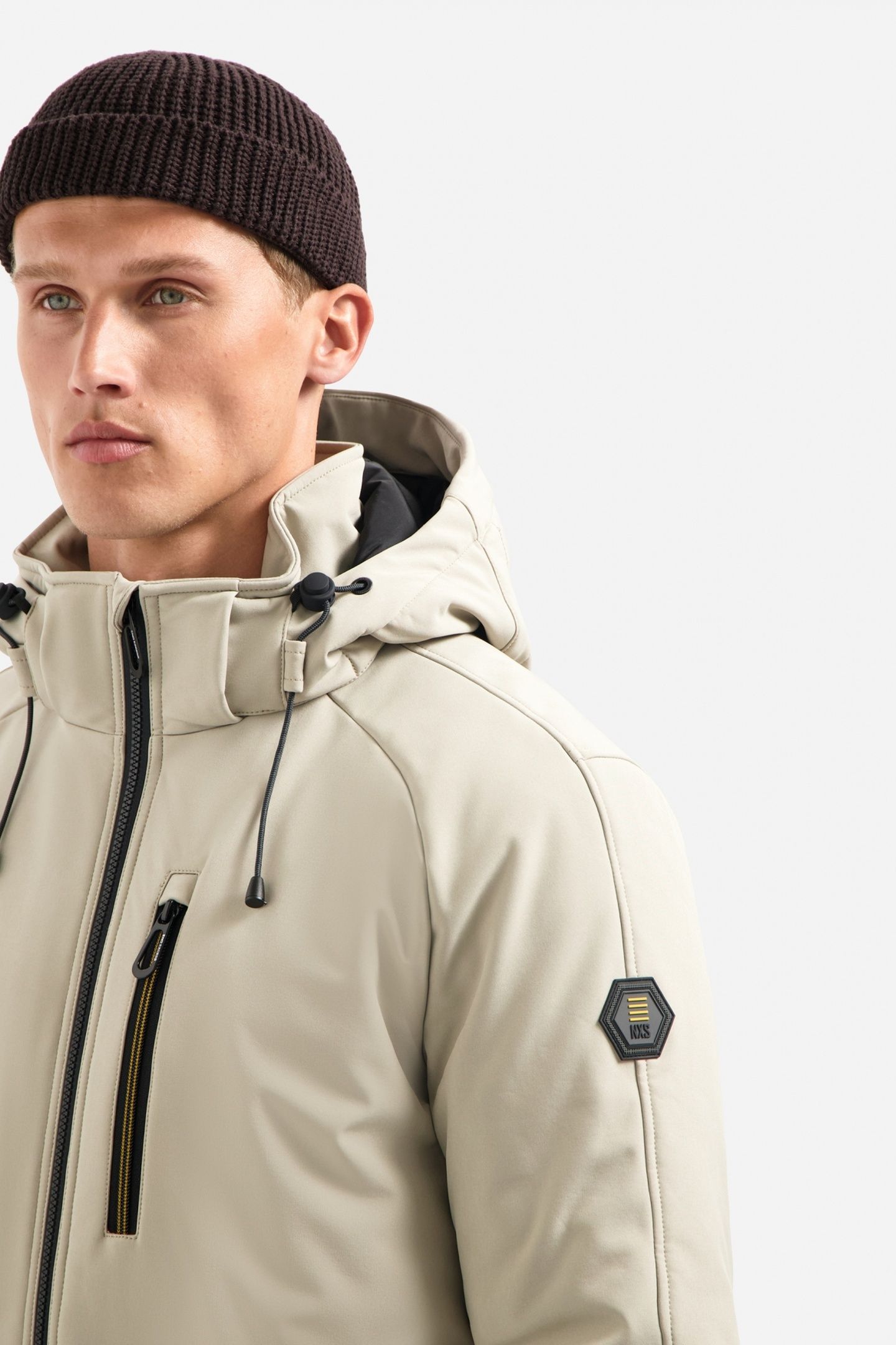 JACKET SHORT FIT HOODED SOFTSHELL STRETCH STONE 6