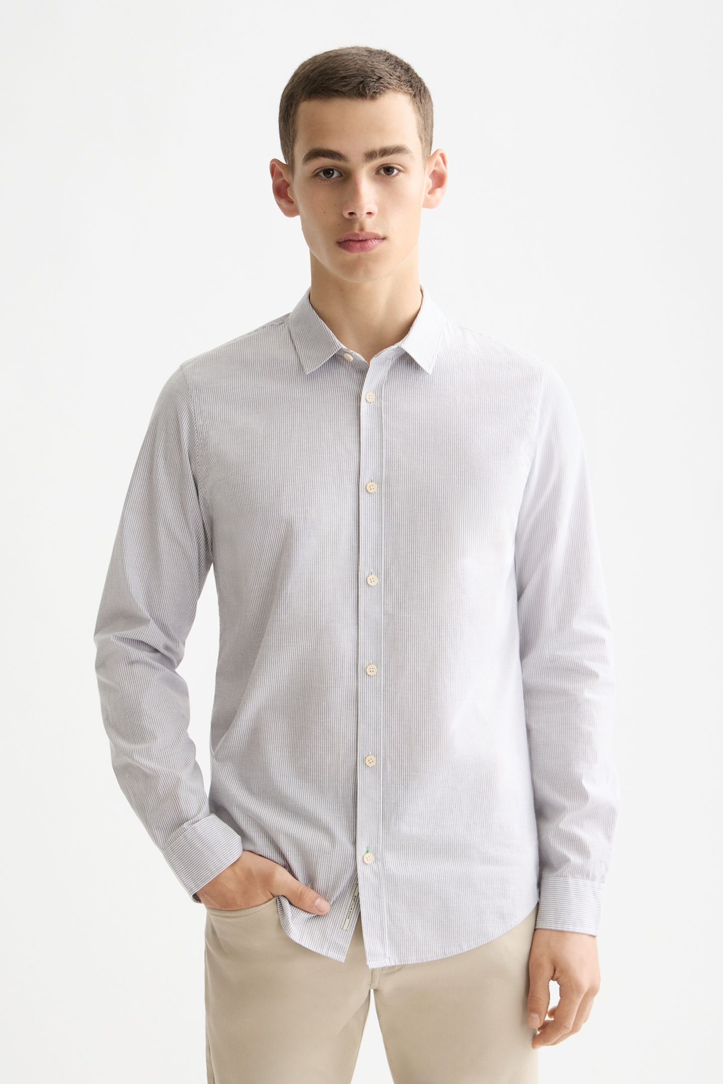 STRIPED SLIM-FIT POPLIN SHIRT GULL / WHITE STRIPES 2