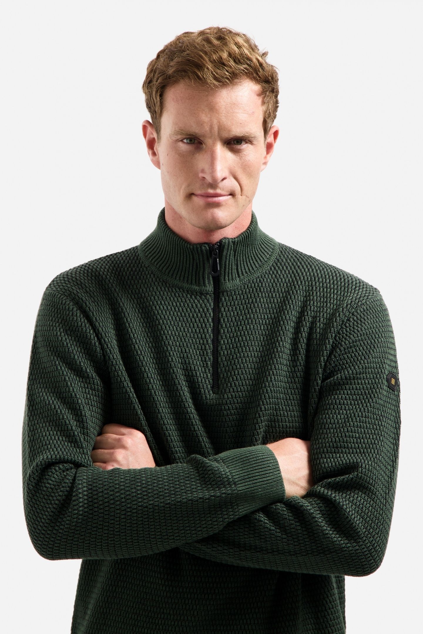PULLOVER HALF ZIPPER 2 COLOURED MELANGE DARK GREEN 3
