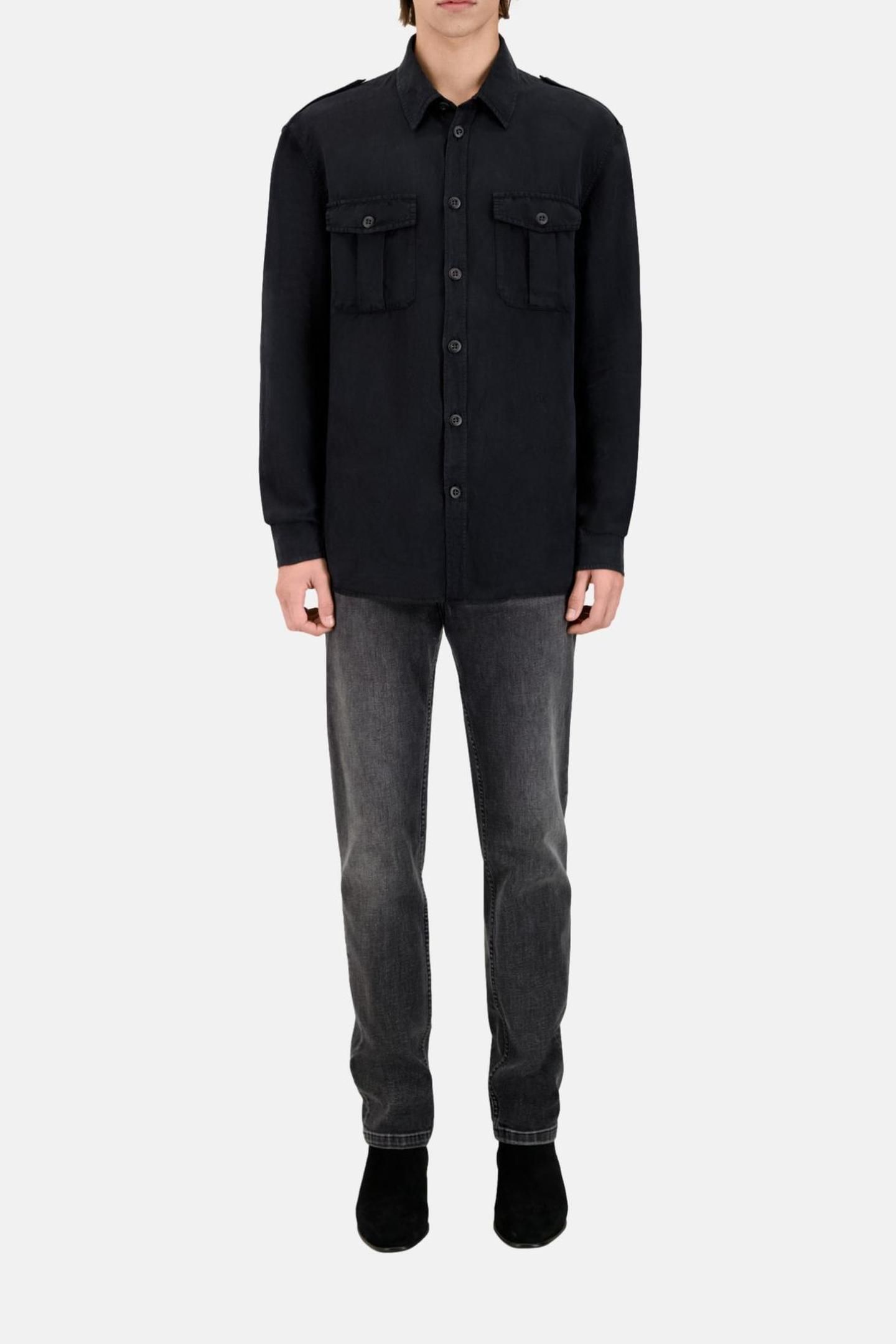 MILITARY SHIRT WITH PATCH POCKETS BLACK 2