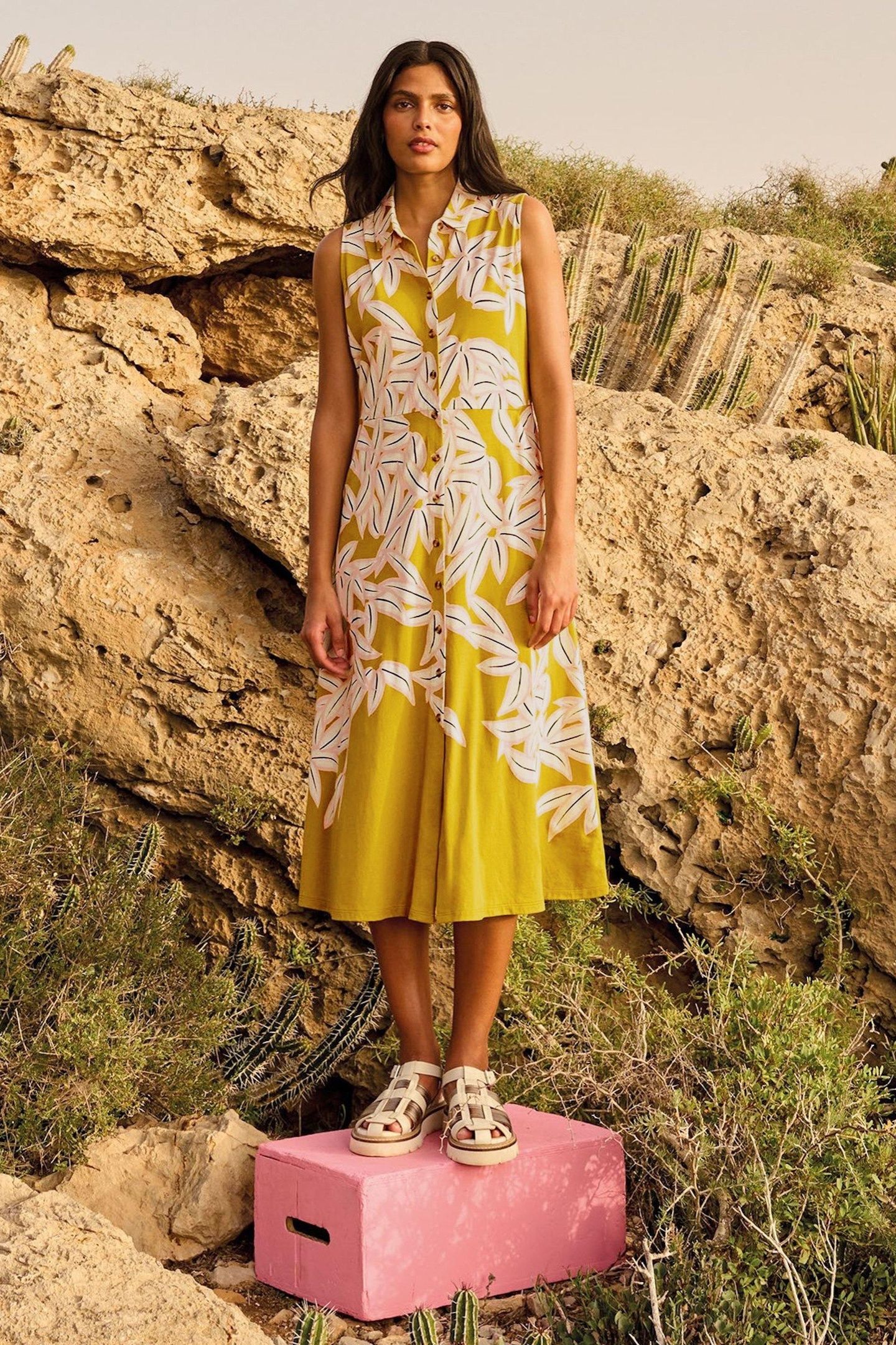 RUA JERSEY SHIRT DRESS YELLOW PRINT 8