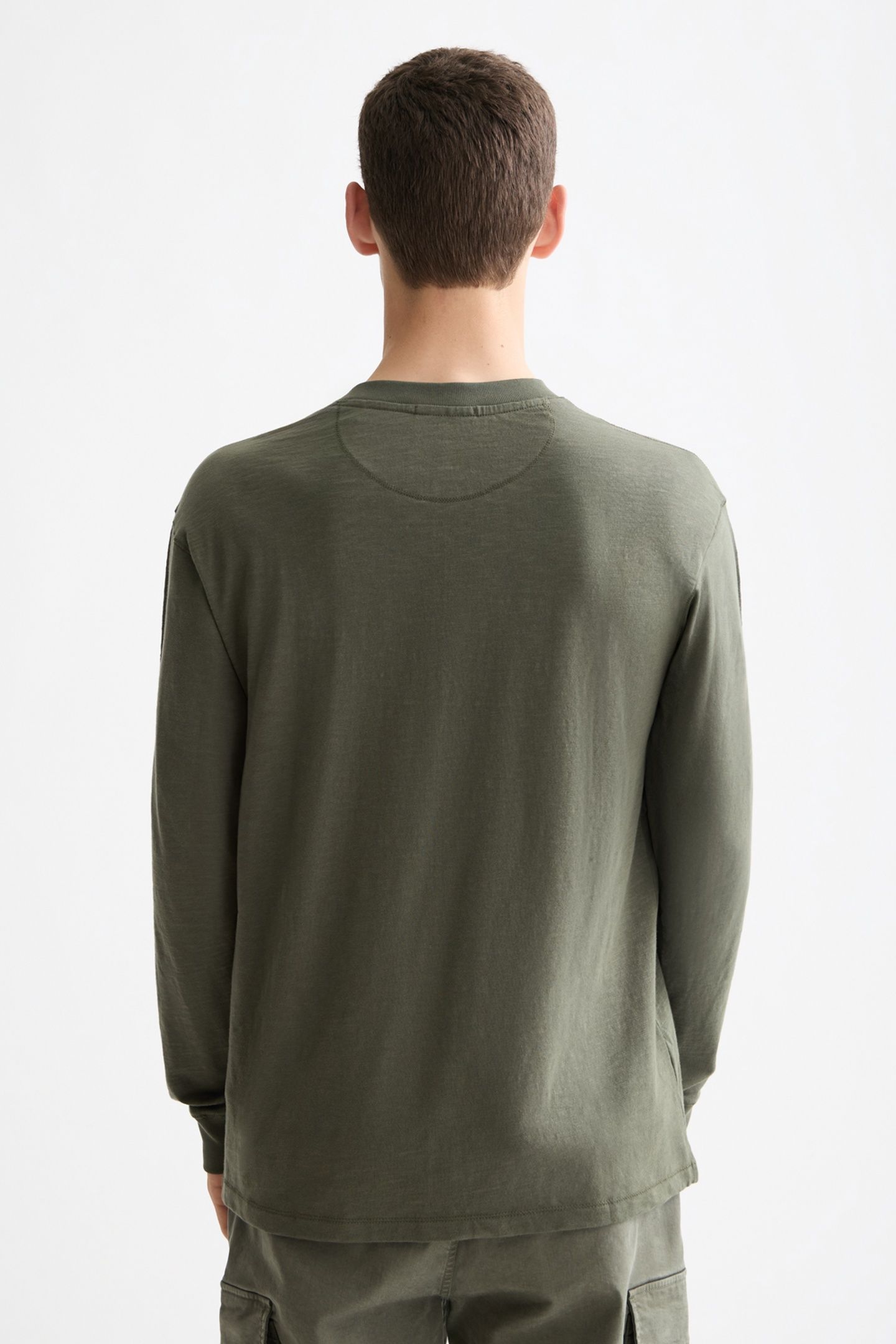 SLUB HENLEY T-SHIRT LS THYME 3