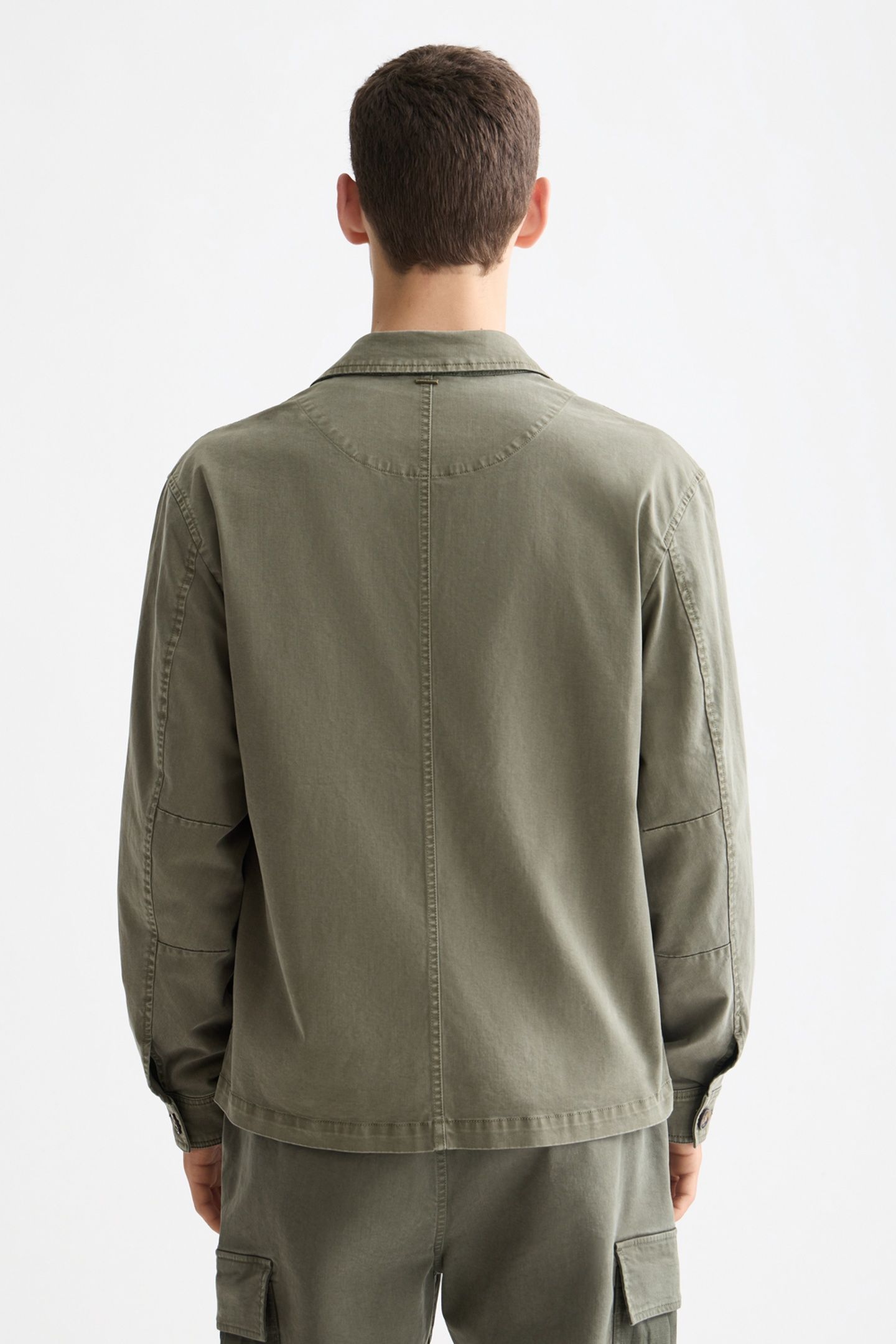 COTTON-BLEND GARMENT-DYED BOXY FIT BLAZER JACKET THYME 2