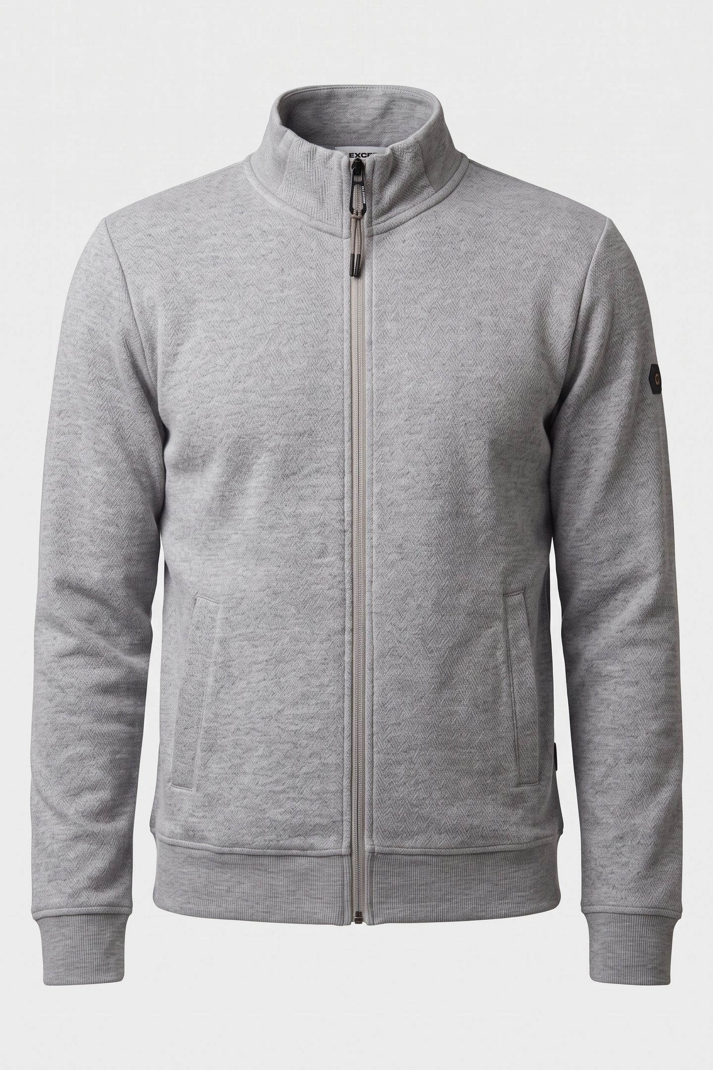 SWEATER FULL ZIP STAND UP-COLLAR RELIEF GREY MELANGE 3