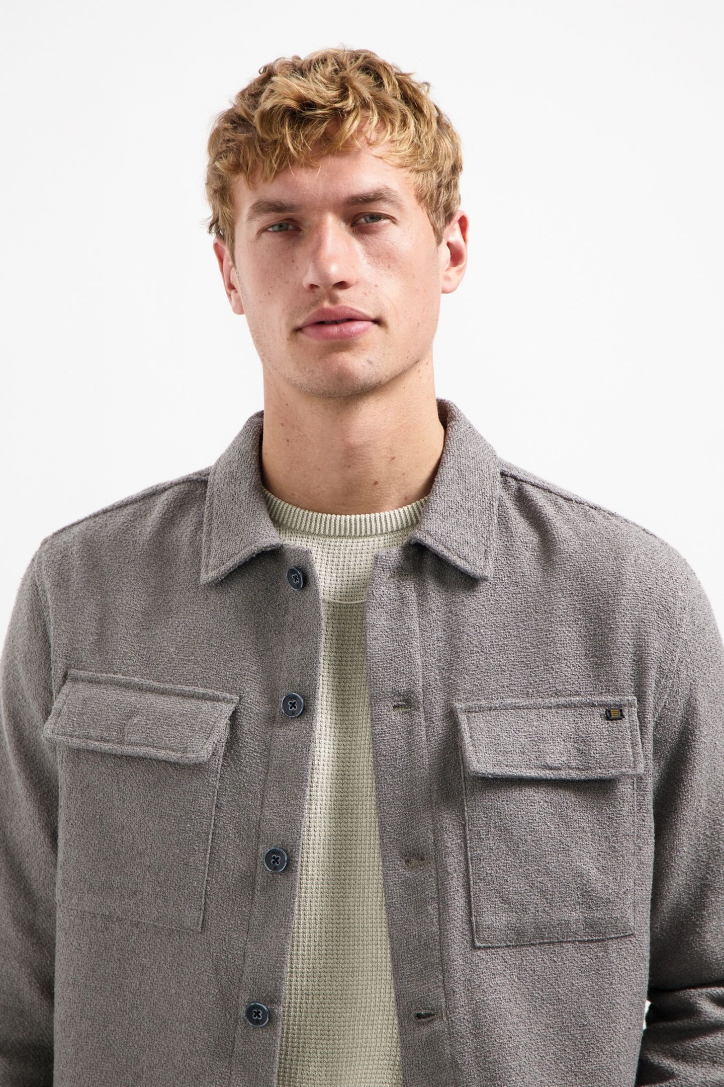 OVERSHIRT FULL BUTTON STRETCH GREY 7