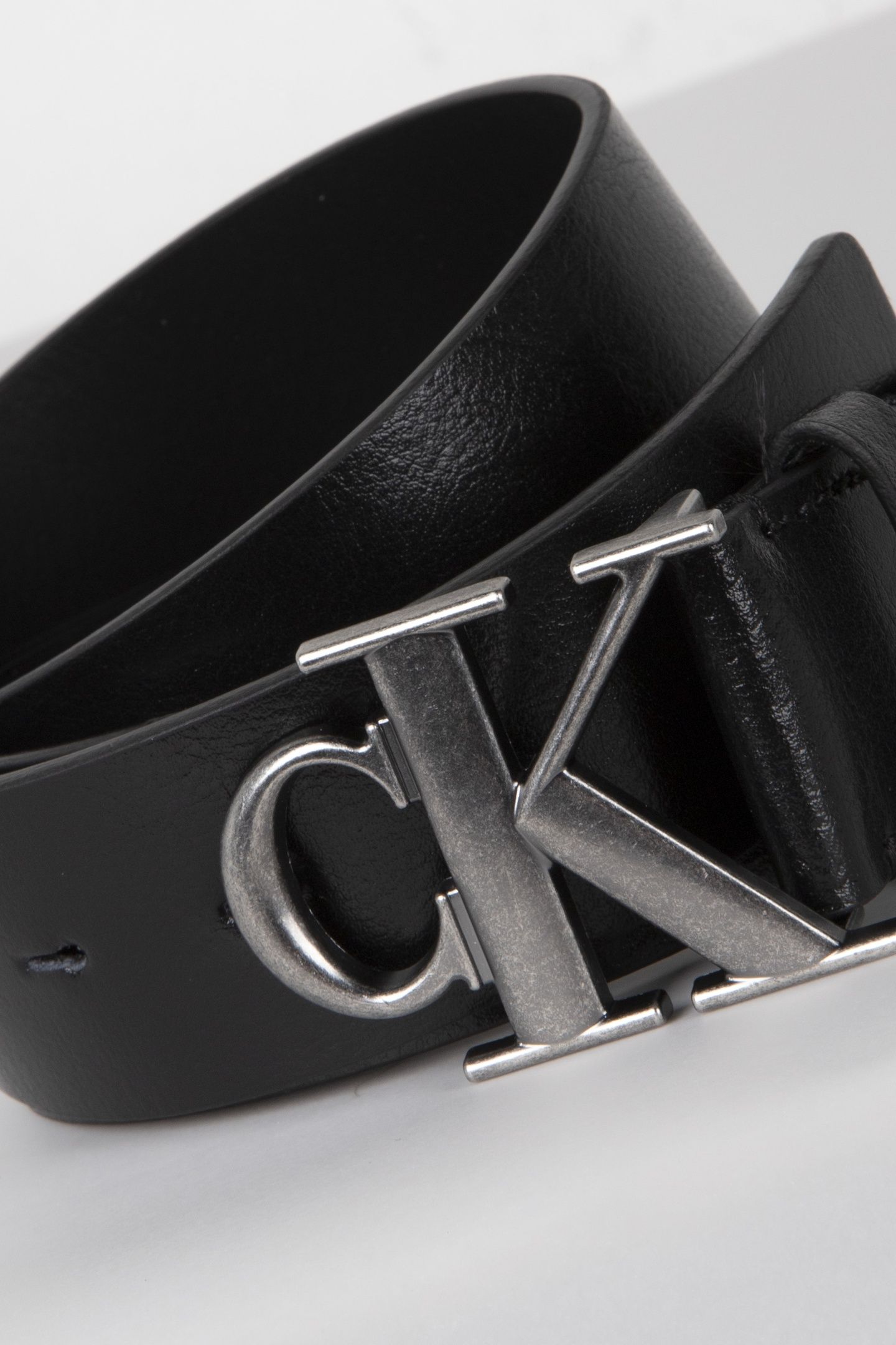 CK BUCKLE 40MM FIXED BELT BLACK/ANTIQUE SILVER 4