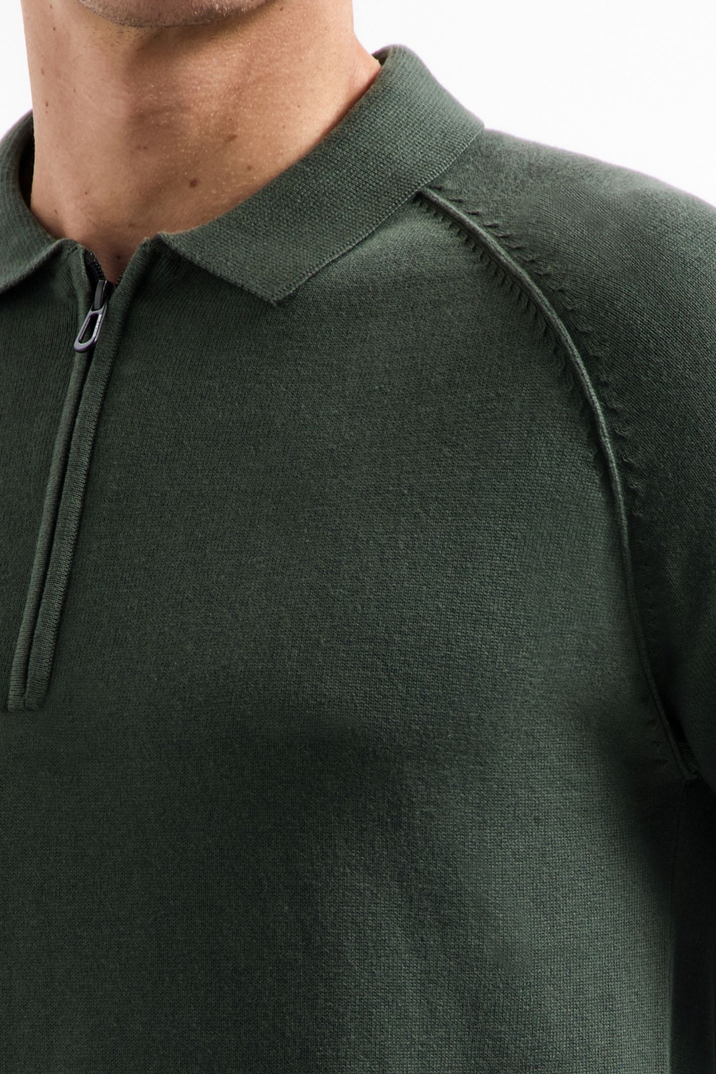 PULLOVER POLO HALF ZIP SOLID DARK GREEN 6