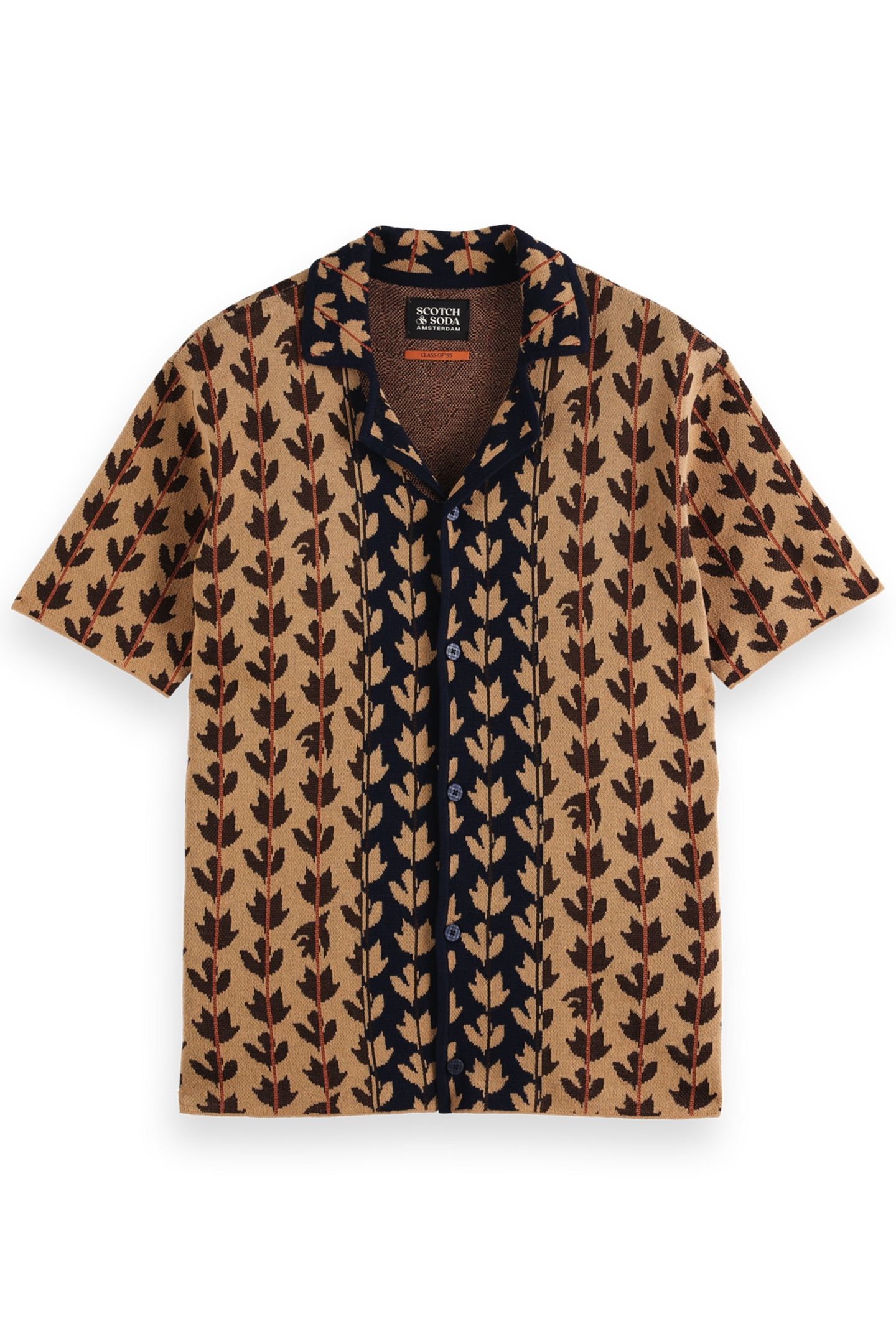 KNITTED SHORT SLEEVE SHIRT LEAFS AOP 3